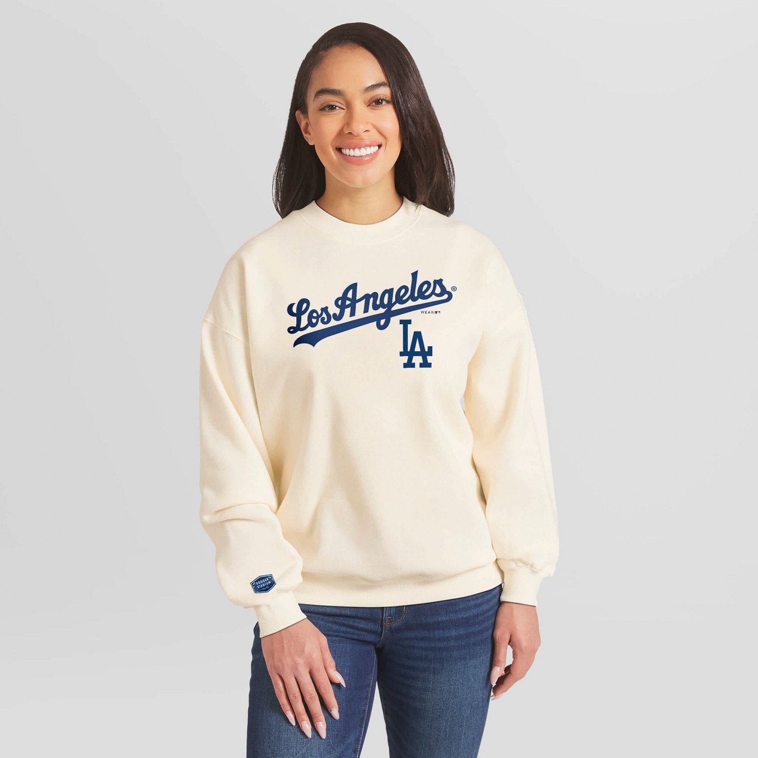 WEAR by Erin Andrews Los Angeles Dodgers Heavyweight Crew Neck Sweatshirt