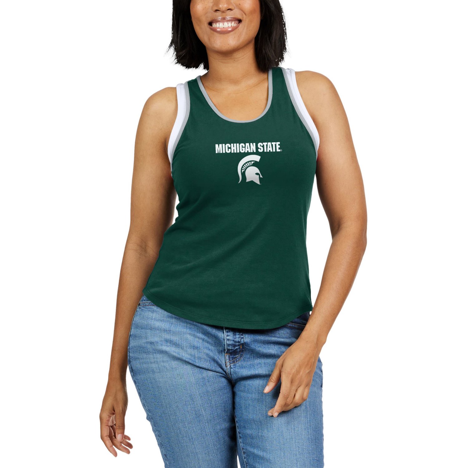 WEAR by Erin Andrews Michigan State Spartans Open Hole Razorback Tank Top - view number 4