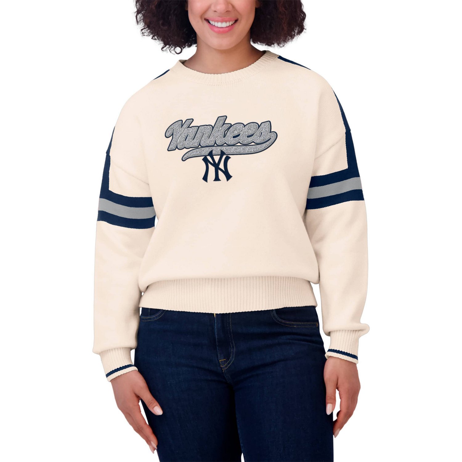 WEAR by Erin Andrews New York Yankees Stripe Pullover Sweater