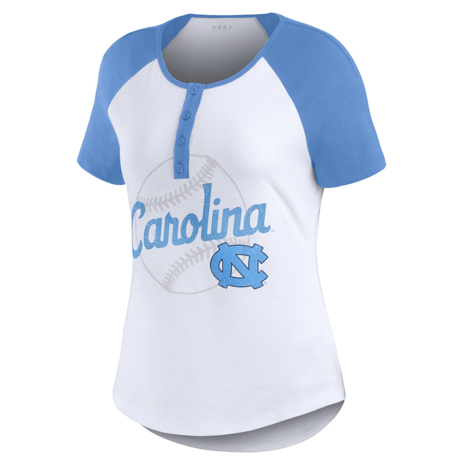 WEAR by Erin Andrews North Carolina Tar Heels Baseball Logo Raglan Henley T-Shirt - view number 2