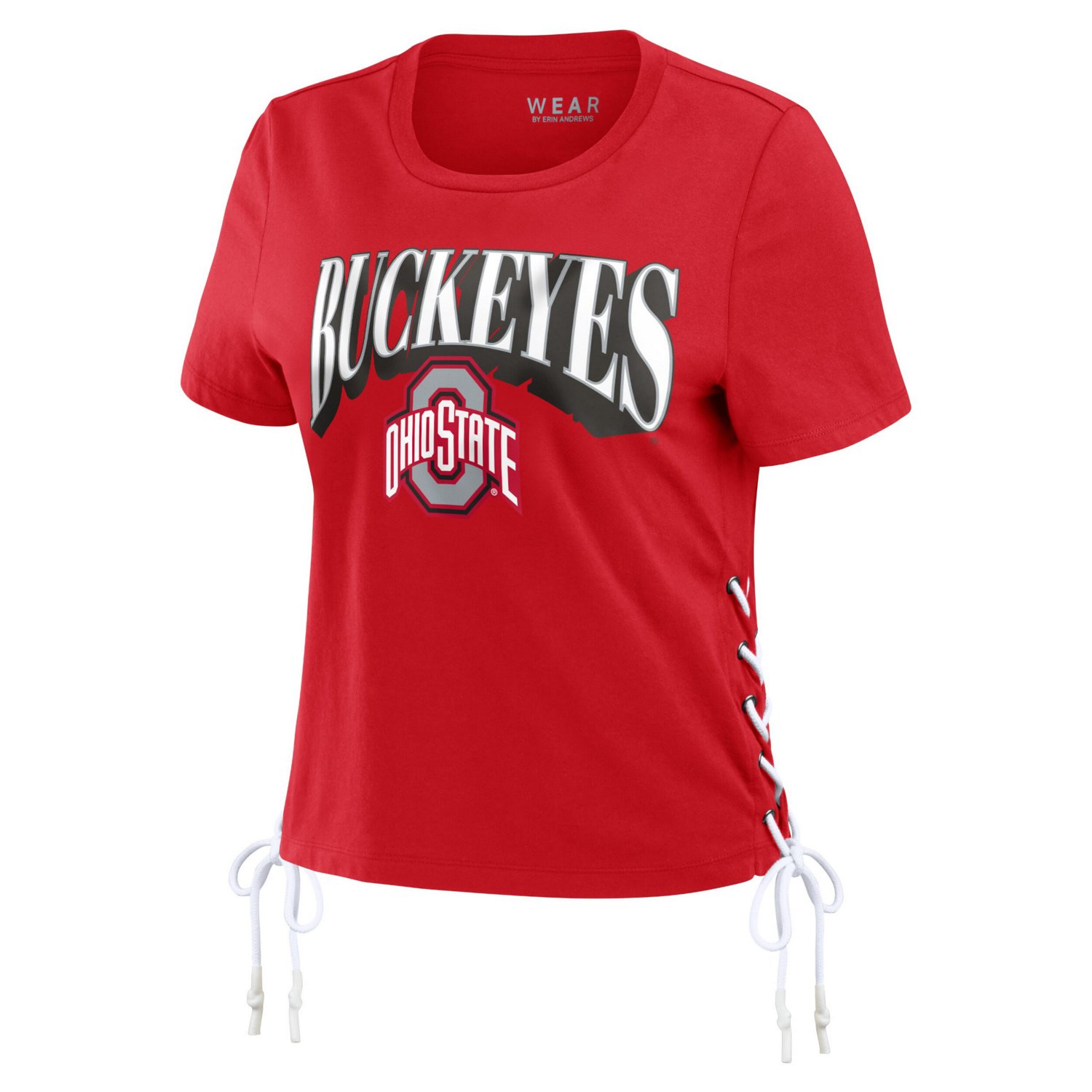 WEAR by Erin Andrews Ohio State Buckeyes Side Lace-Up Modest Crop T-Shirt - view number 2