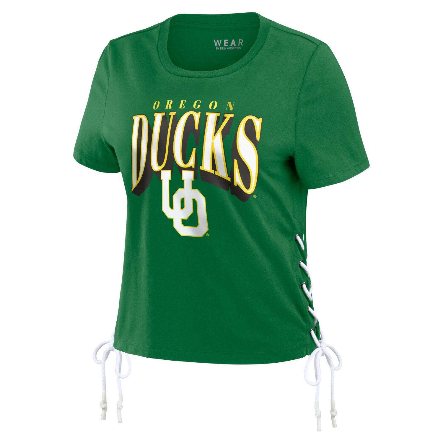 WEAR by Erin Andrews Oregon Ducks Side Lace-Up Modest Crop T-Shirt - view number 2