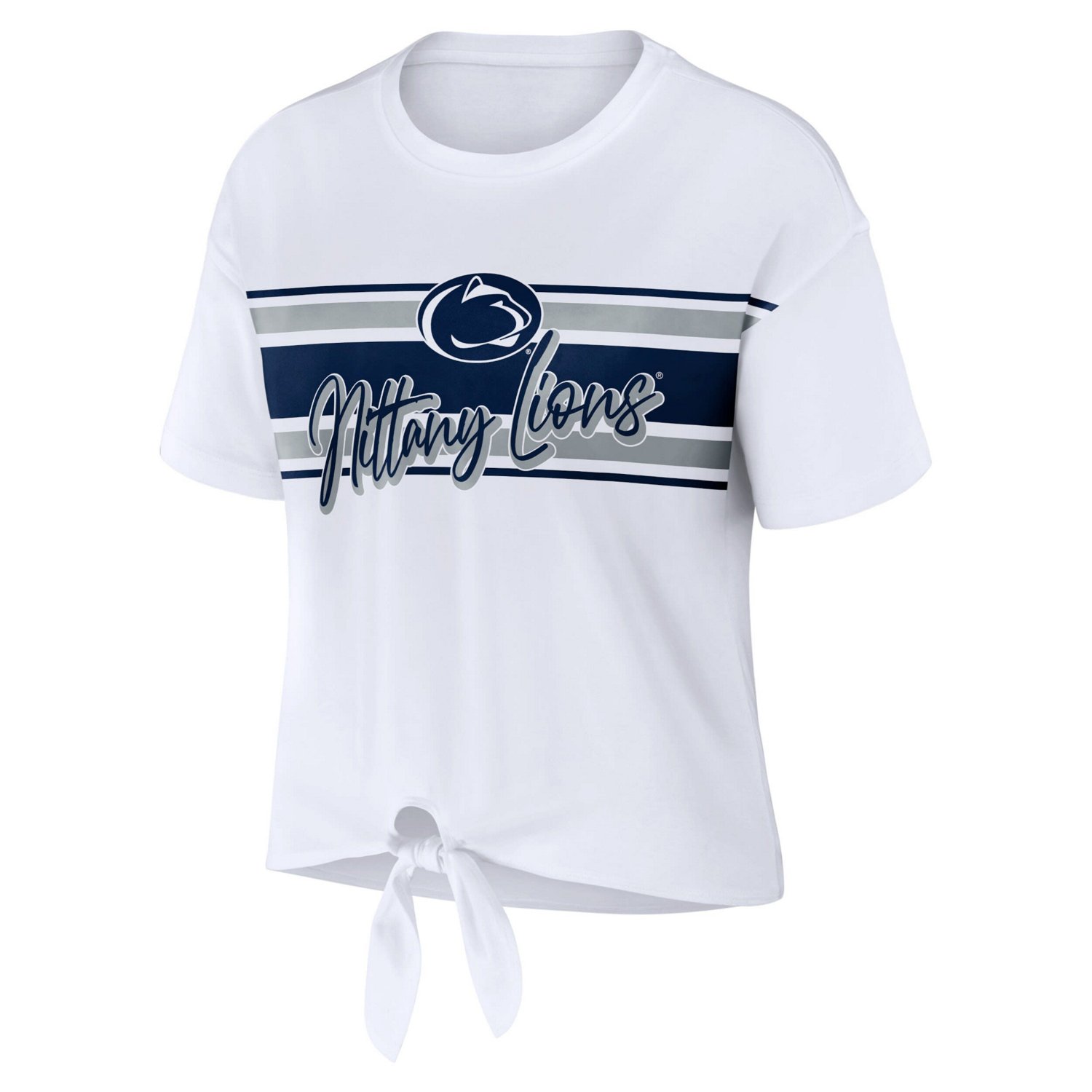 WEAR by Erin Andrews Penn State Nittany Lions Striped Front Knot Cropped T-Shirt - view number 2