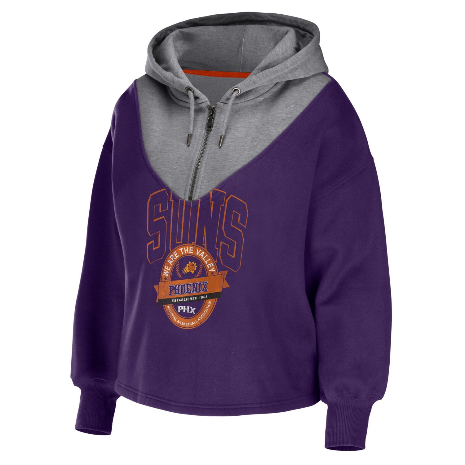 WEAR by Erin Andrews Phoenix Suns Pieced Quarter-Zip Hoodie Jacket