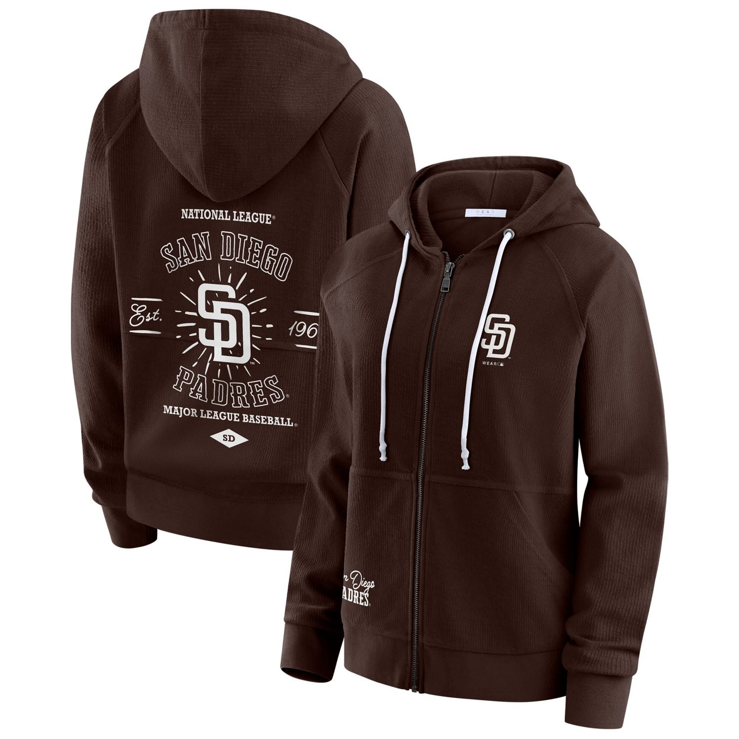 WEAR by Erin Andrews San Diego Padres Vintage Full-Zip Raglan Hoodie