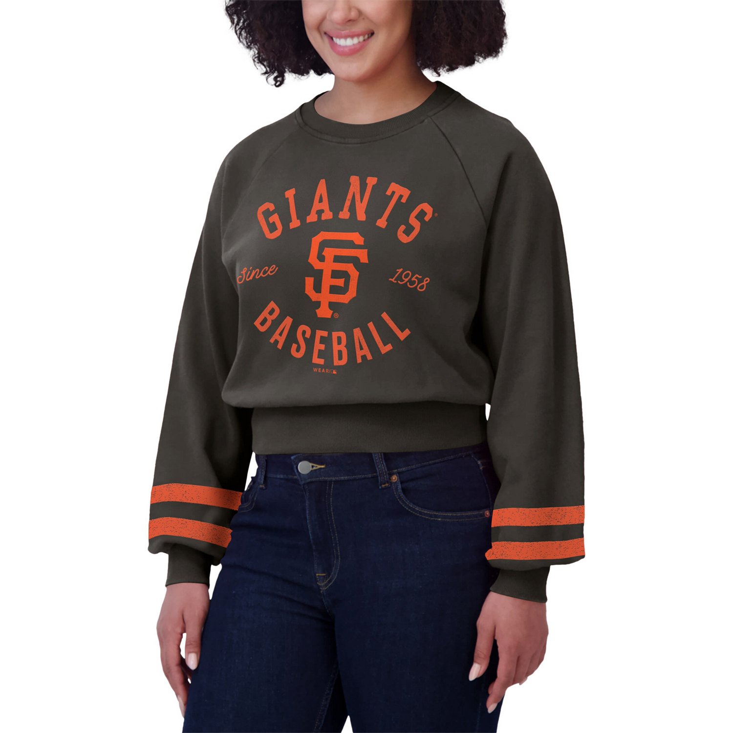 WEAR by Erin Andrews San Francisco Giants Vintage Washed Cropped Pullover Sweatshirt - view number 4
