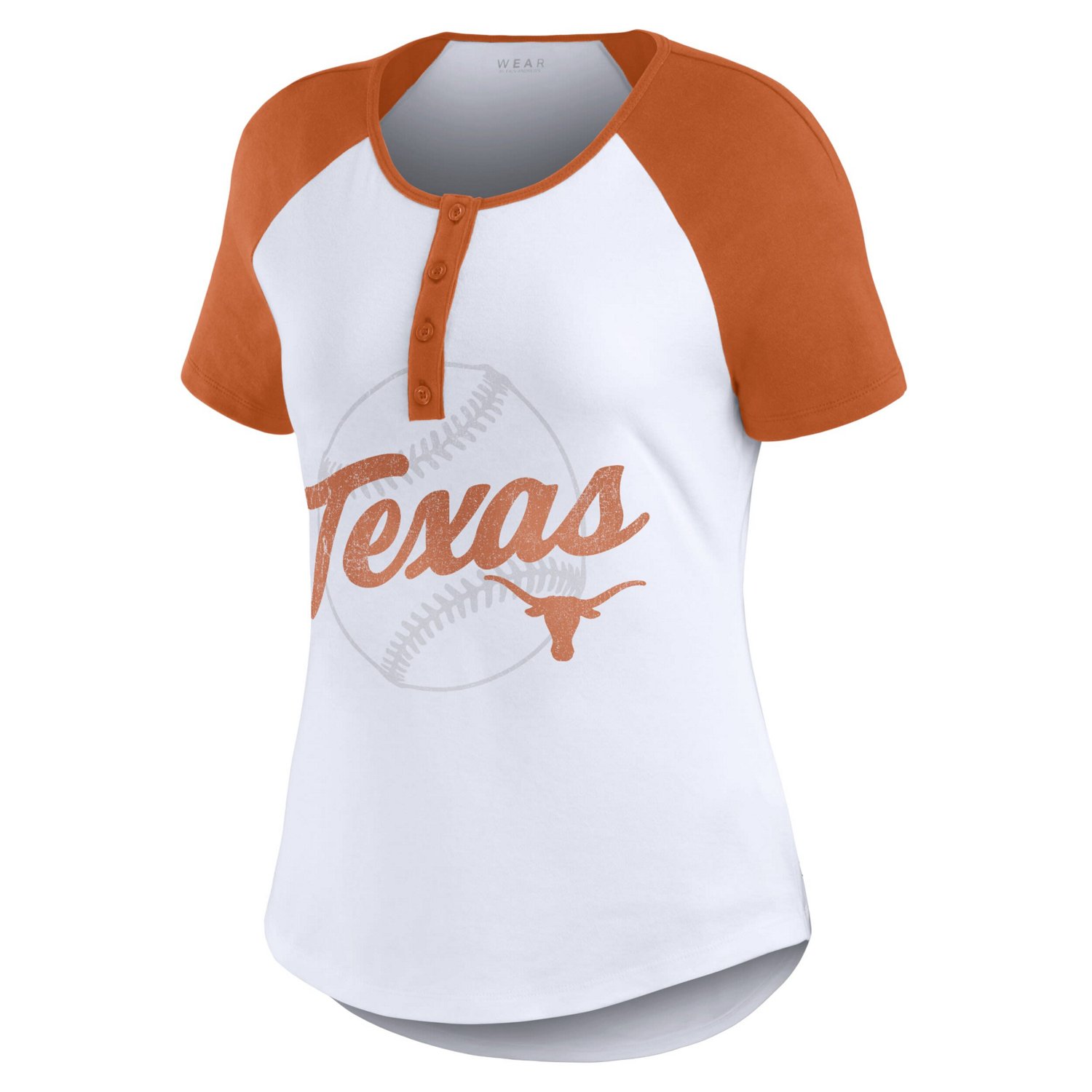 WEAR by Erin Andrews Texas Longhorns Baseball Logo Raglan Henley T-Shirt - view number 2