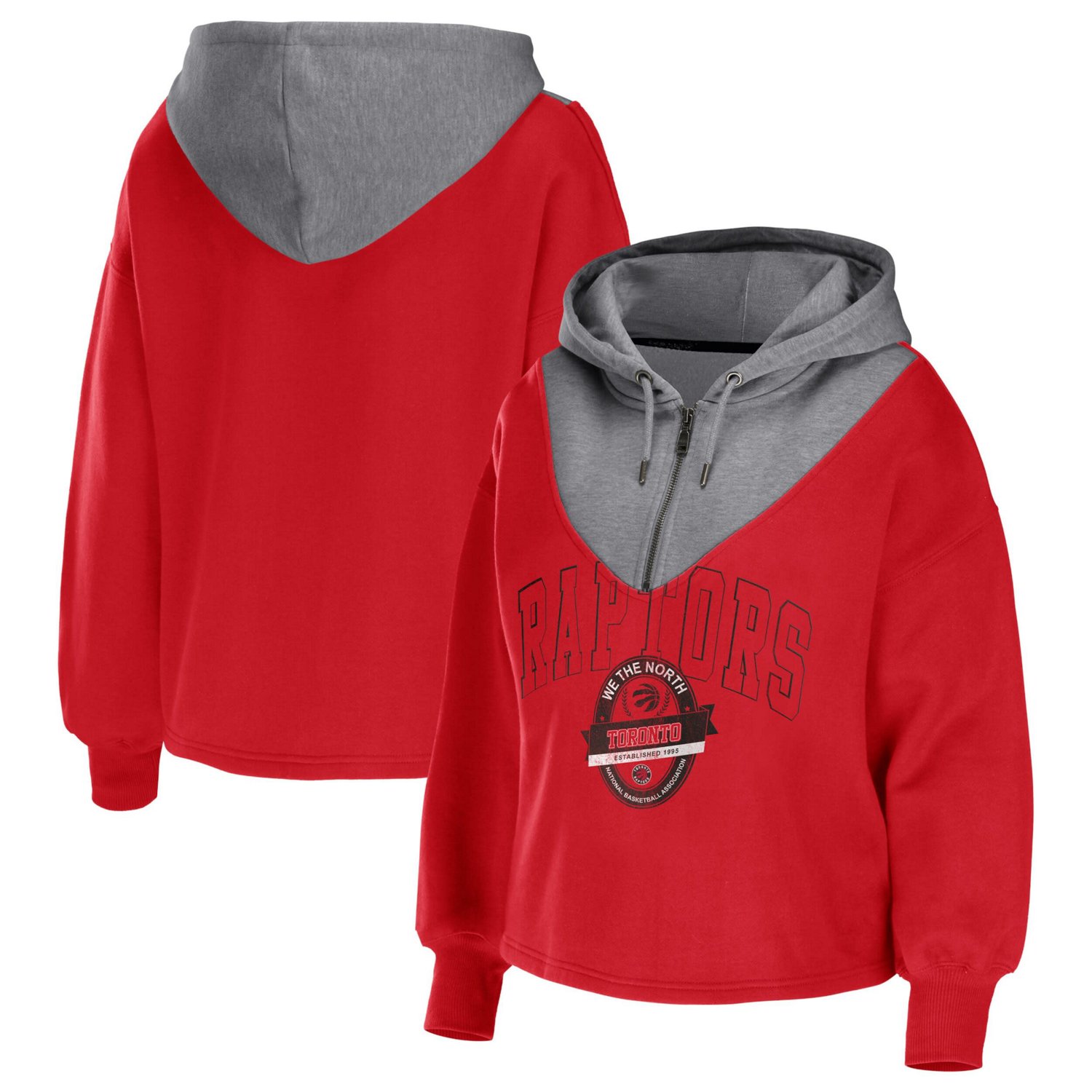 WEAR by Erin Andrews Toronto Raptors Pieced Quarter-Zip Hoodie Jacket
