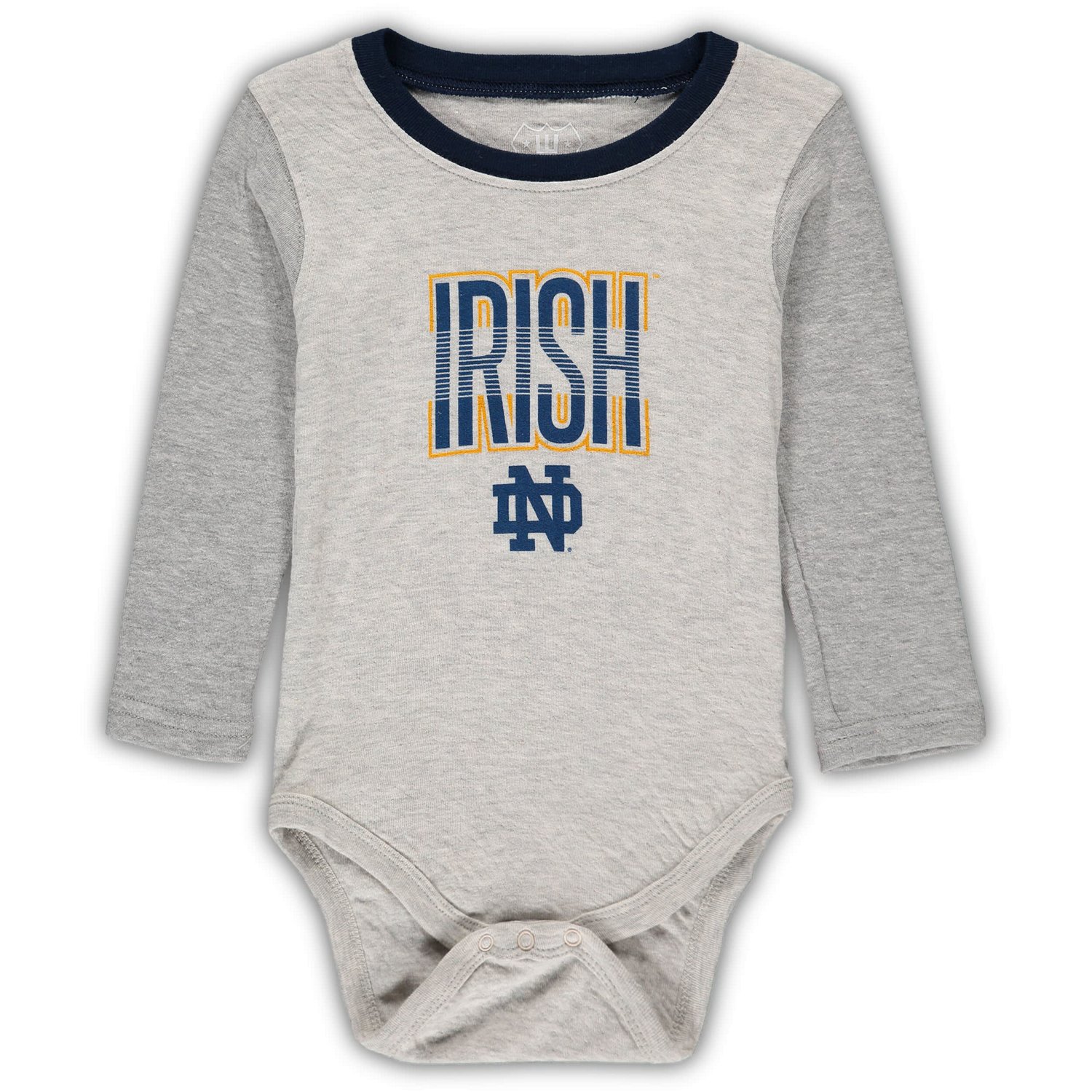Wes  Willy Heathered Gray/ Notre Dame Fighting Irish Jie Jie Long Sleeve Bodysuit  Pants Set - view number 3