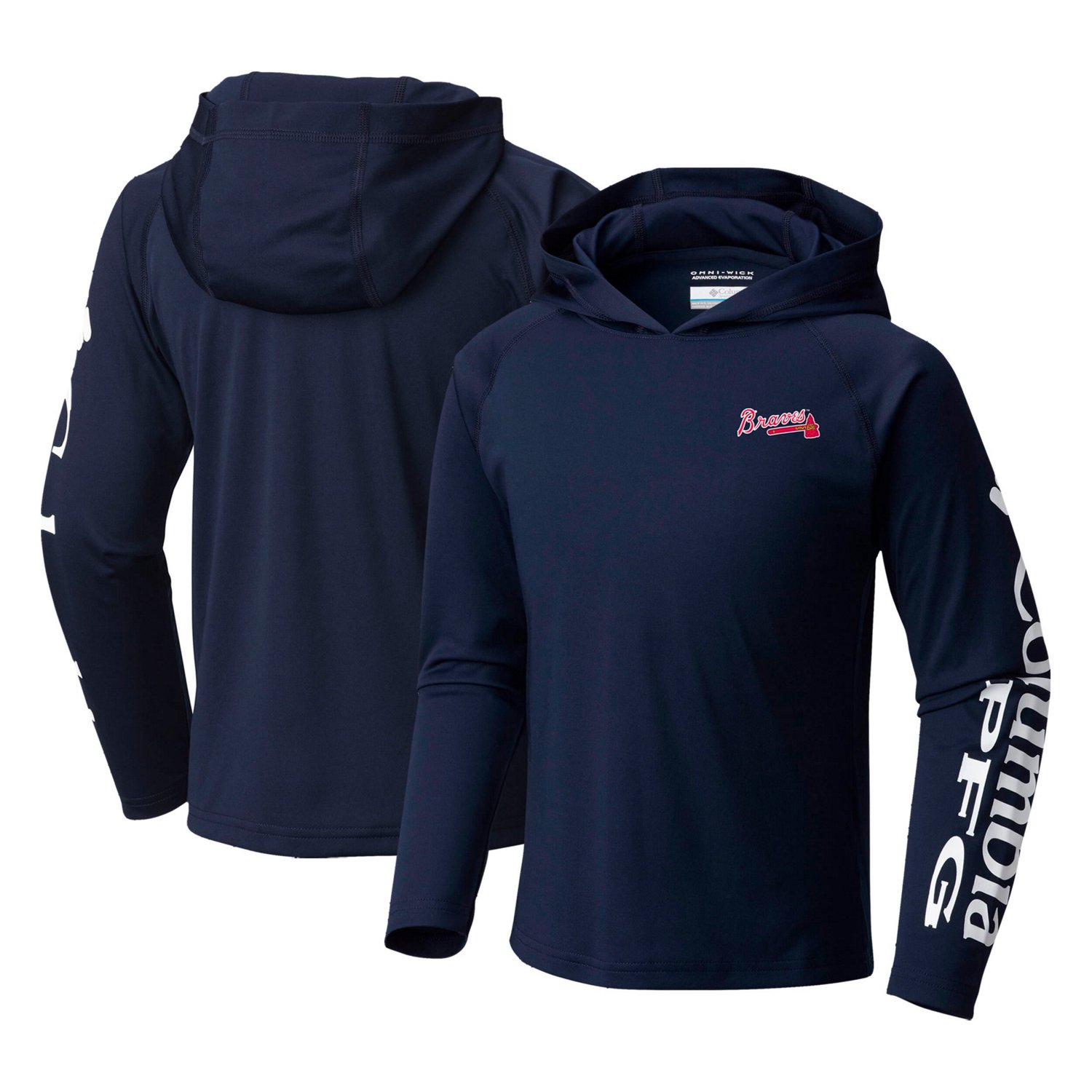 Youth Columbia Atlanta Braves Terminal Tackle Long Sleeve Hoodie T-Shirt - view number 1