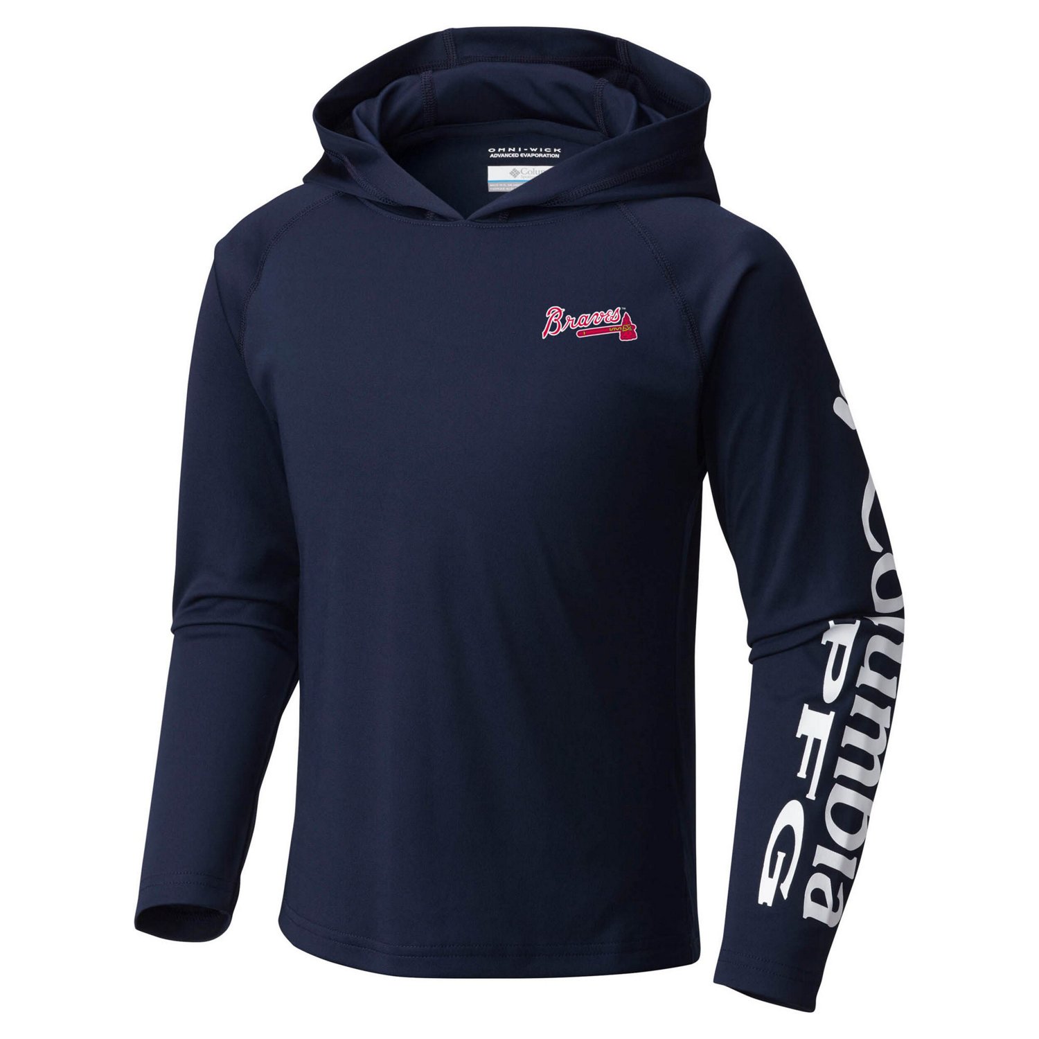 Youth Columbia Atlanta Braves Terminal Tackle Long Sleeve Hoodie T-Shirt - view number 2