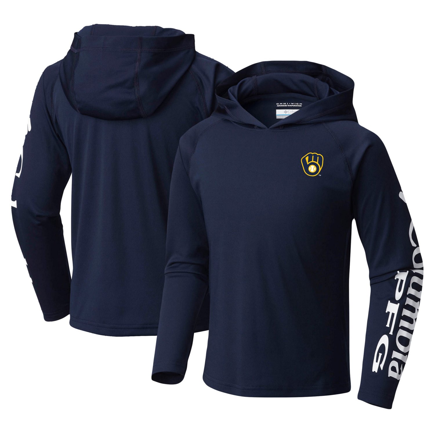 Youth Columbia Milwaukee Brewers Terminal Tackle Long Sleeve Hoodie T-Shirt - view number 1