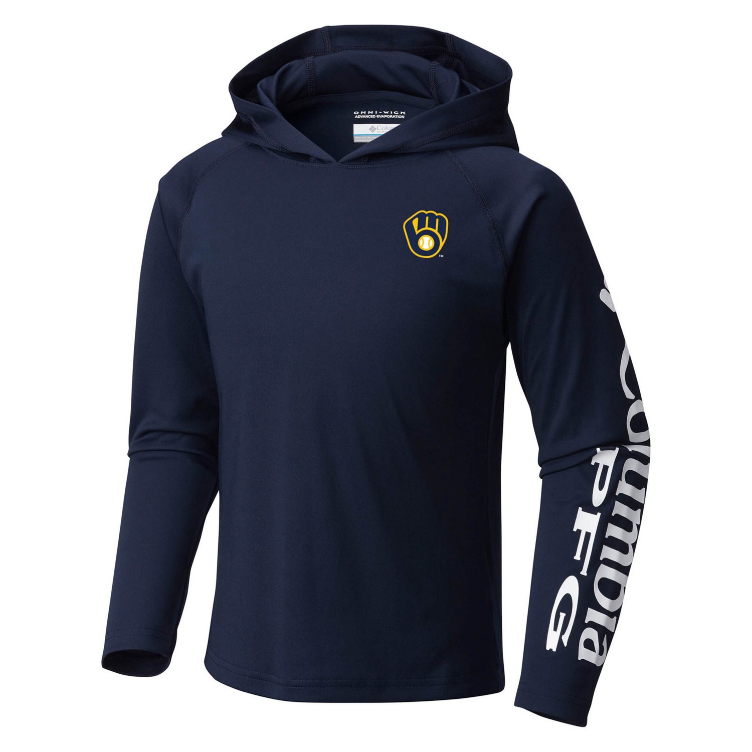 Youth Columbia Milwaukee Brewers Terminal Tackle Long Sleeve Hoodie T-Shirt - view number 2