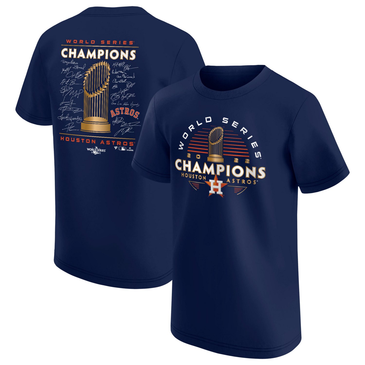 Youth Fanatics Branded Houston Astros 2022 World Series Champions Signature Roster T-Shirt