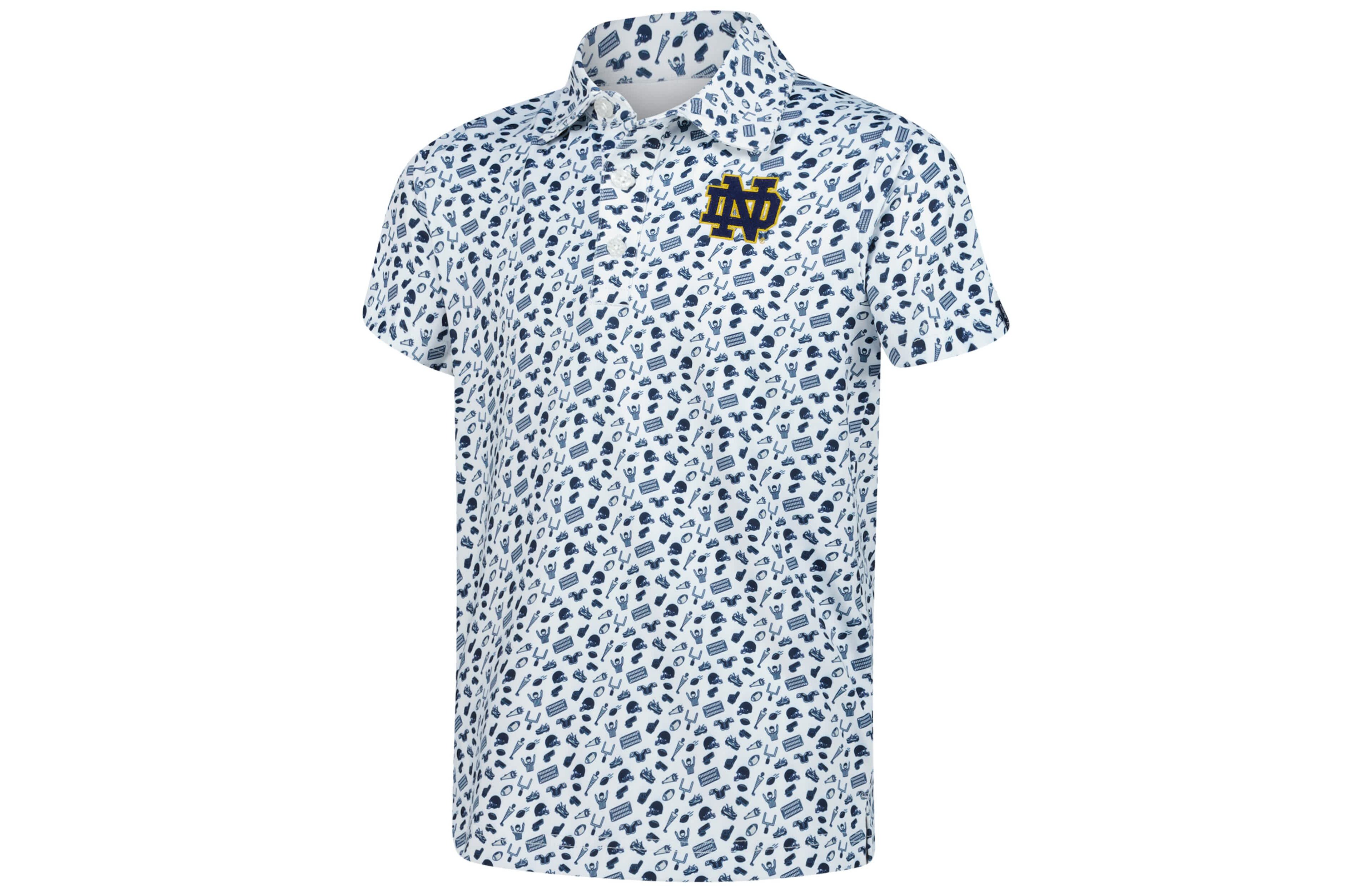 Youth Garb Notre Dame Fighting Irish Tom Allover Print Performance Polo