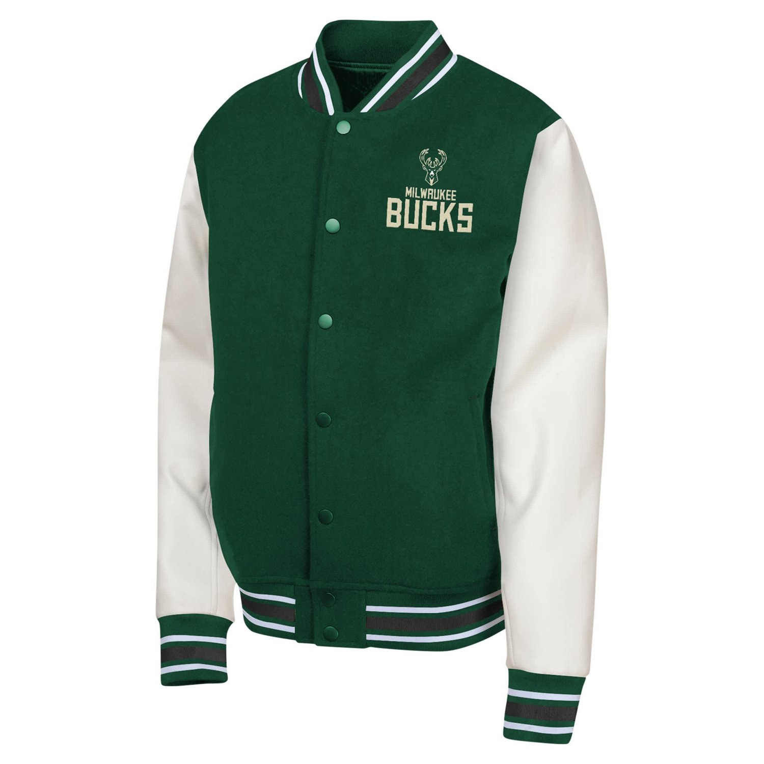 Youth Hunter Milwaukee Bucks True Team Full-Snap Varsity Jacket - view number 2