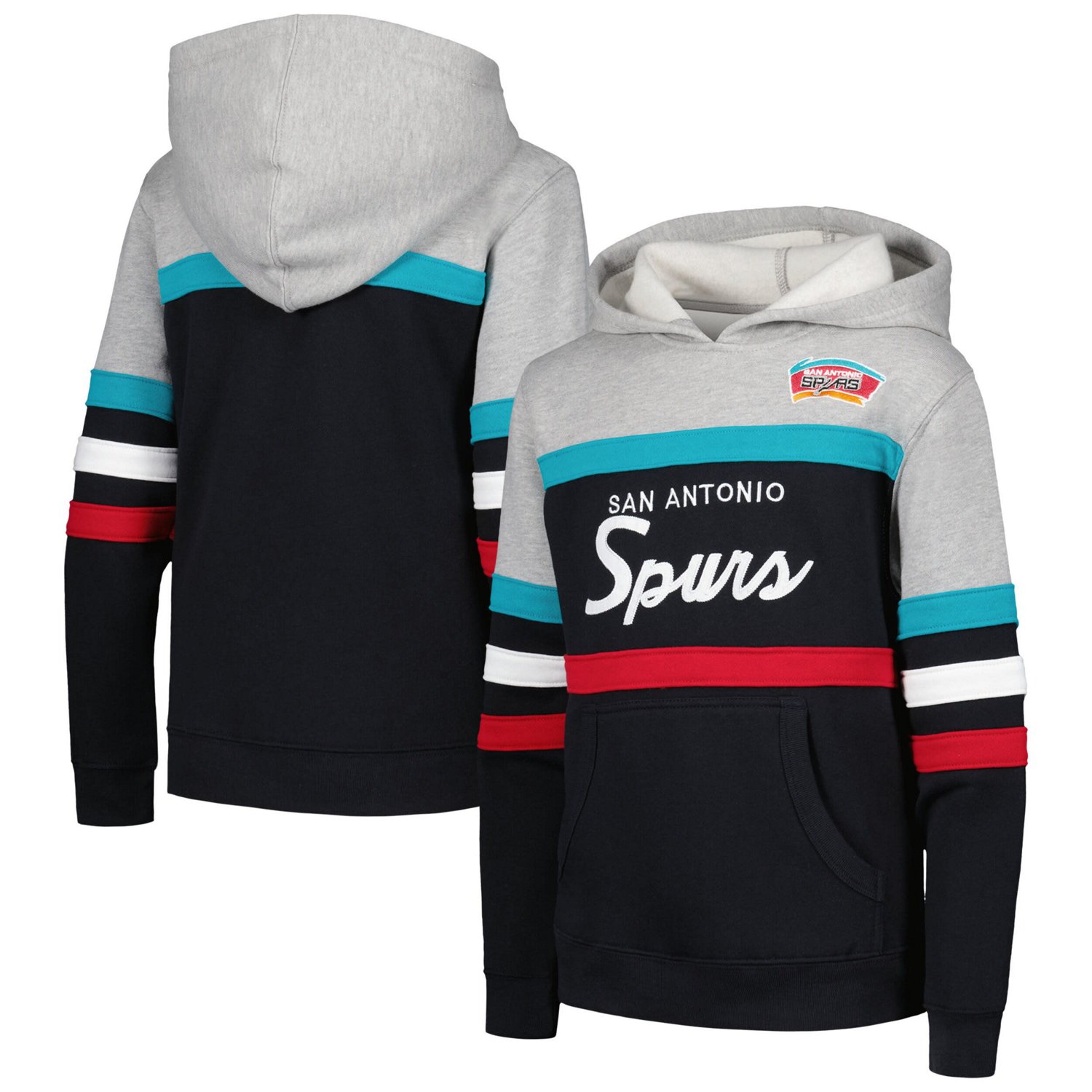 Youth Mitchell  Ness / San Antonio Spurs Hardwood Classics Head Coach Pullover Hoodie