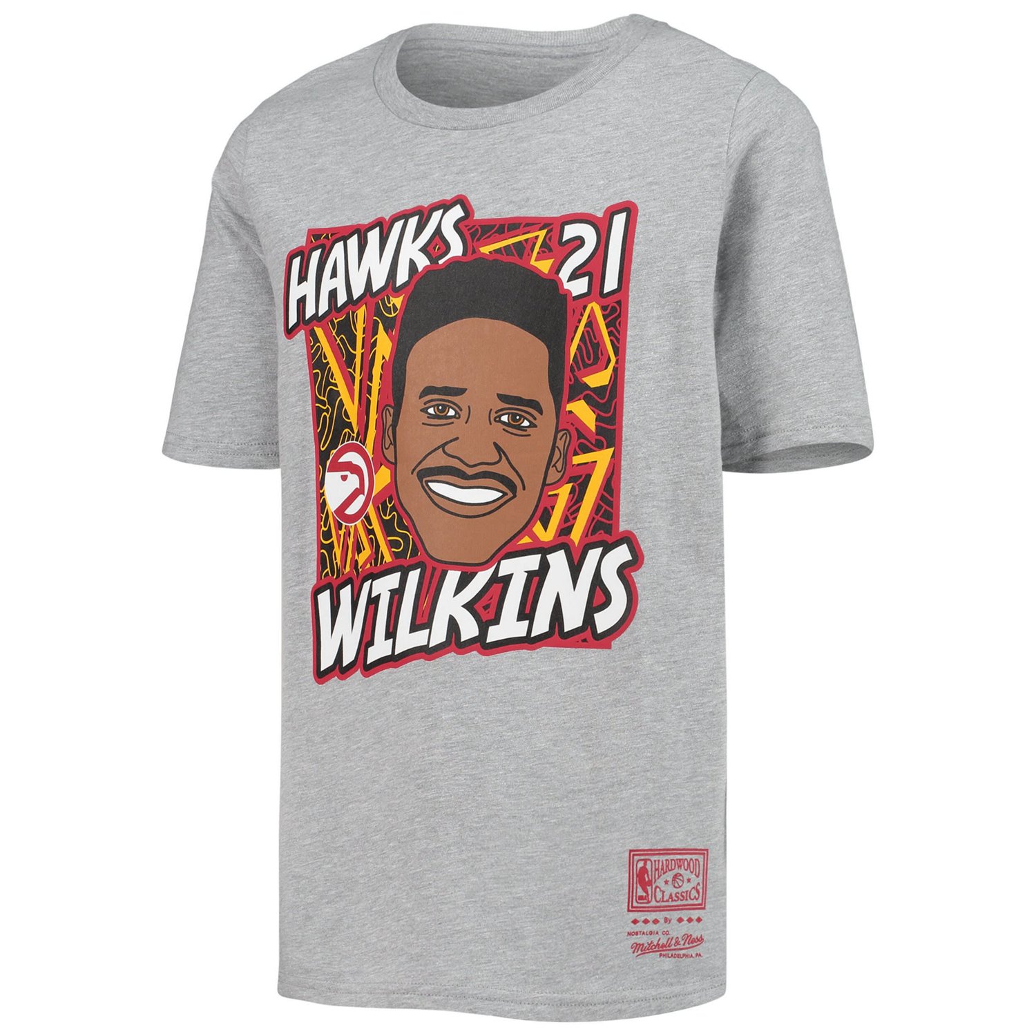 Youth Mitchell  Ness Dominique Wilkins Heathered Gray Atlanta Hawks Hardwood Classics King of the Court Player T-Shirt - view number 2