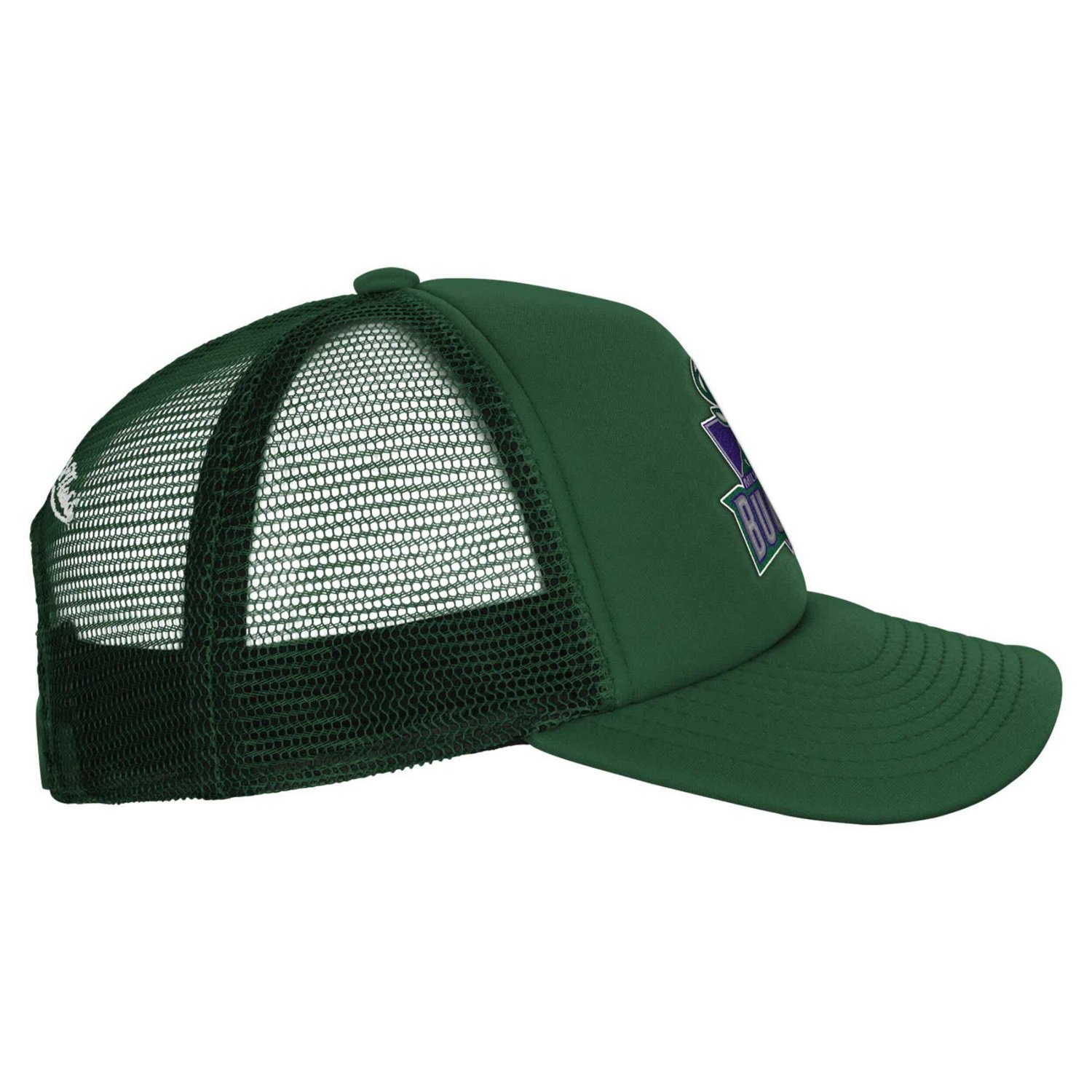 Youth Mitchell  Ness Hunter Milwaukee Bucks Core Evergreen Trucker Adjustable Hat - view number 3