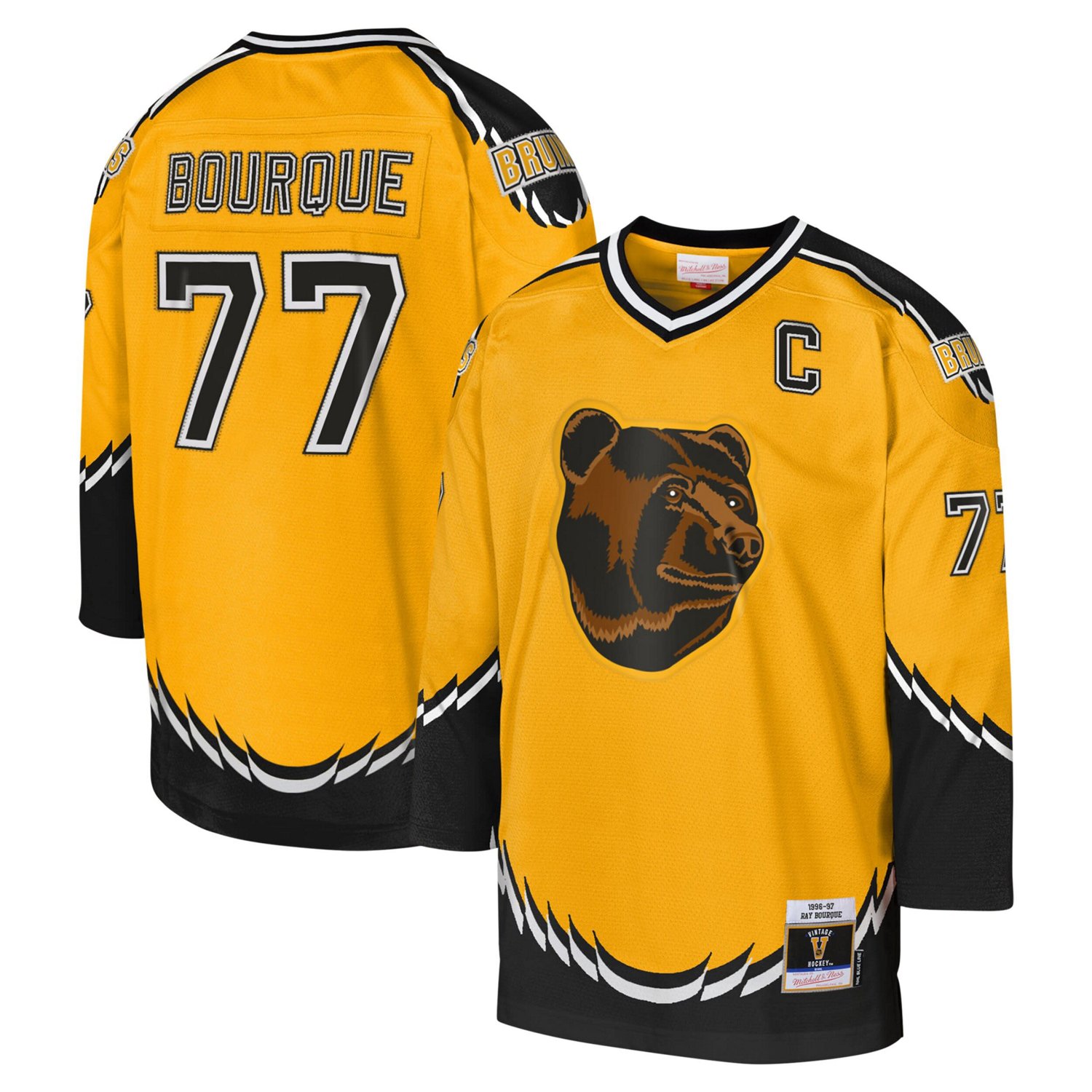 Youth Mitchell  Ness Ray Bourque Boston Bruins 1996-97 Blue Line Captain Patch Player Jersey