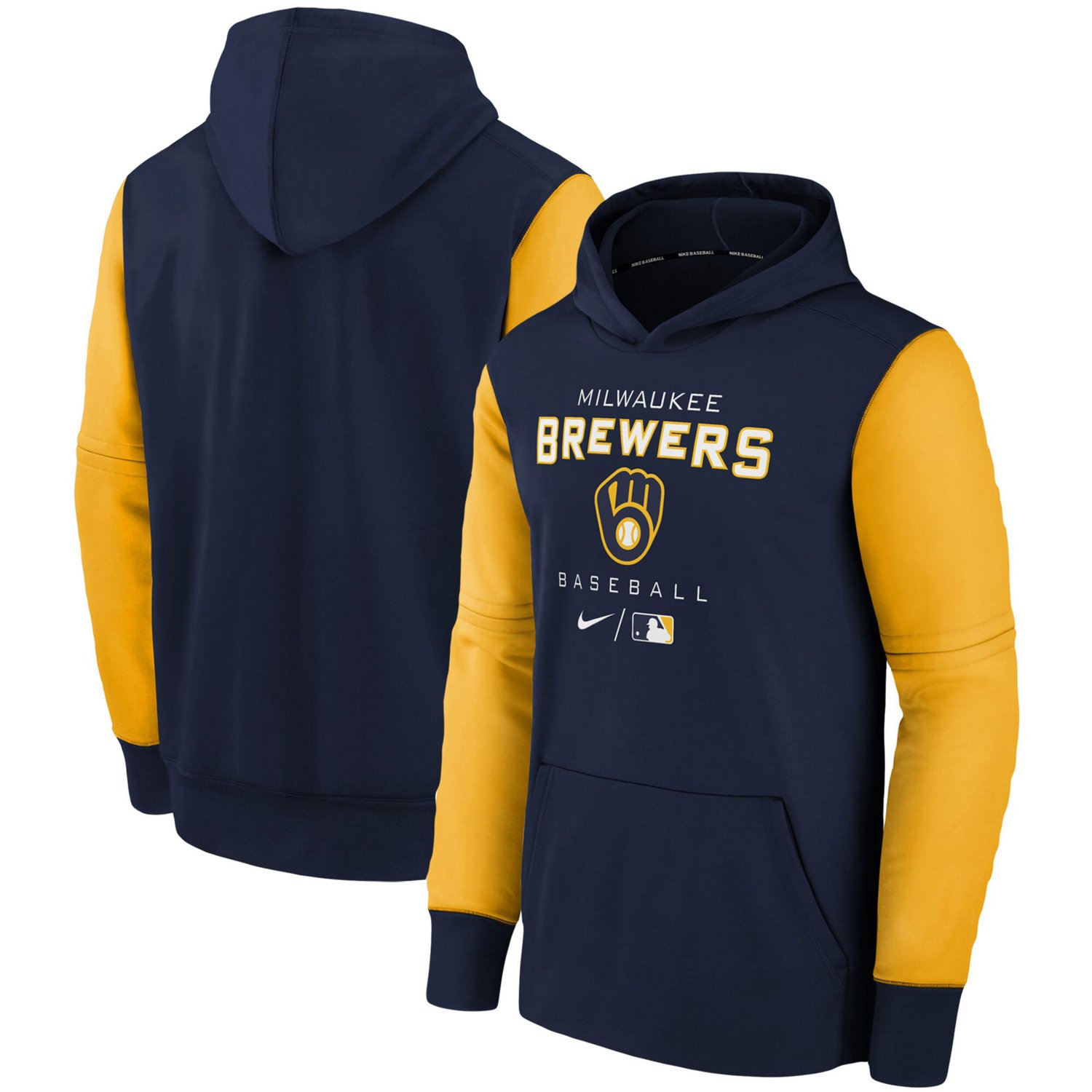 Youth Nike /Gold Milwaukee Brewers Authentic Collection Performance Pullover Hoodie