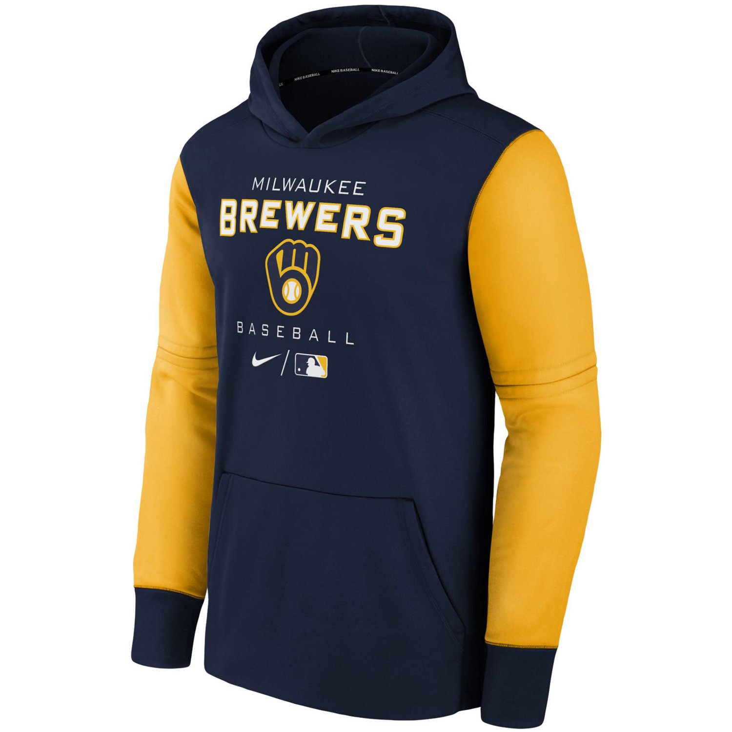 Youth Nike /Gold Milwaukee Brewers Authentic Collection Performance Pullover Hoodie