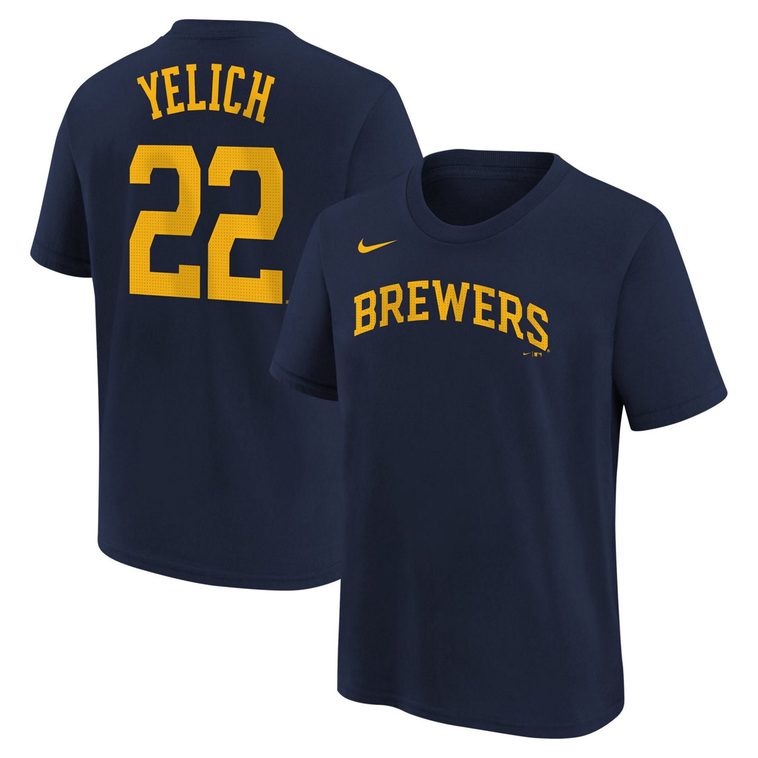 Youth Nike Christian Yelich Milwaukee Brewers Home Player Name  Number T-Shirt                                                   - view number 1