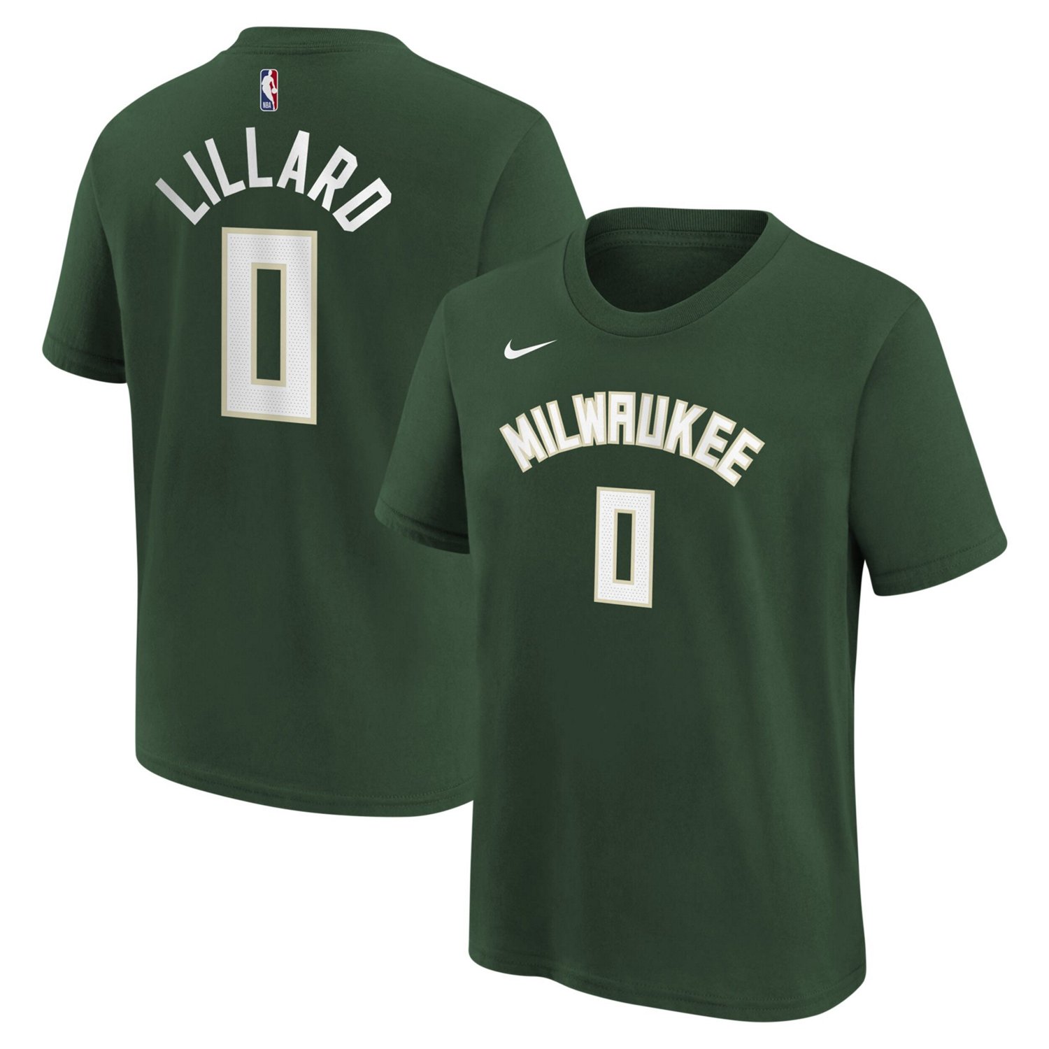 Youth Nike Damian Lillard Hunter Milwaukee Bucks Icon Name  Number T-Shirt
