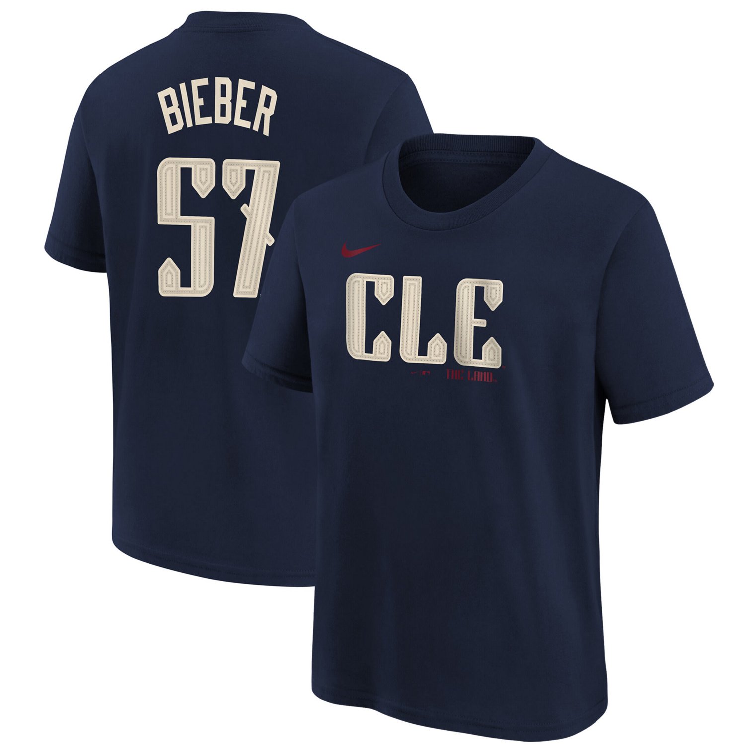 Youth Nike Shane Bieber Cleveland Guardians 2024 City Connect Name  Number T-Shirt