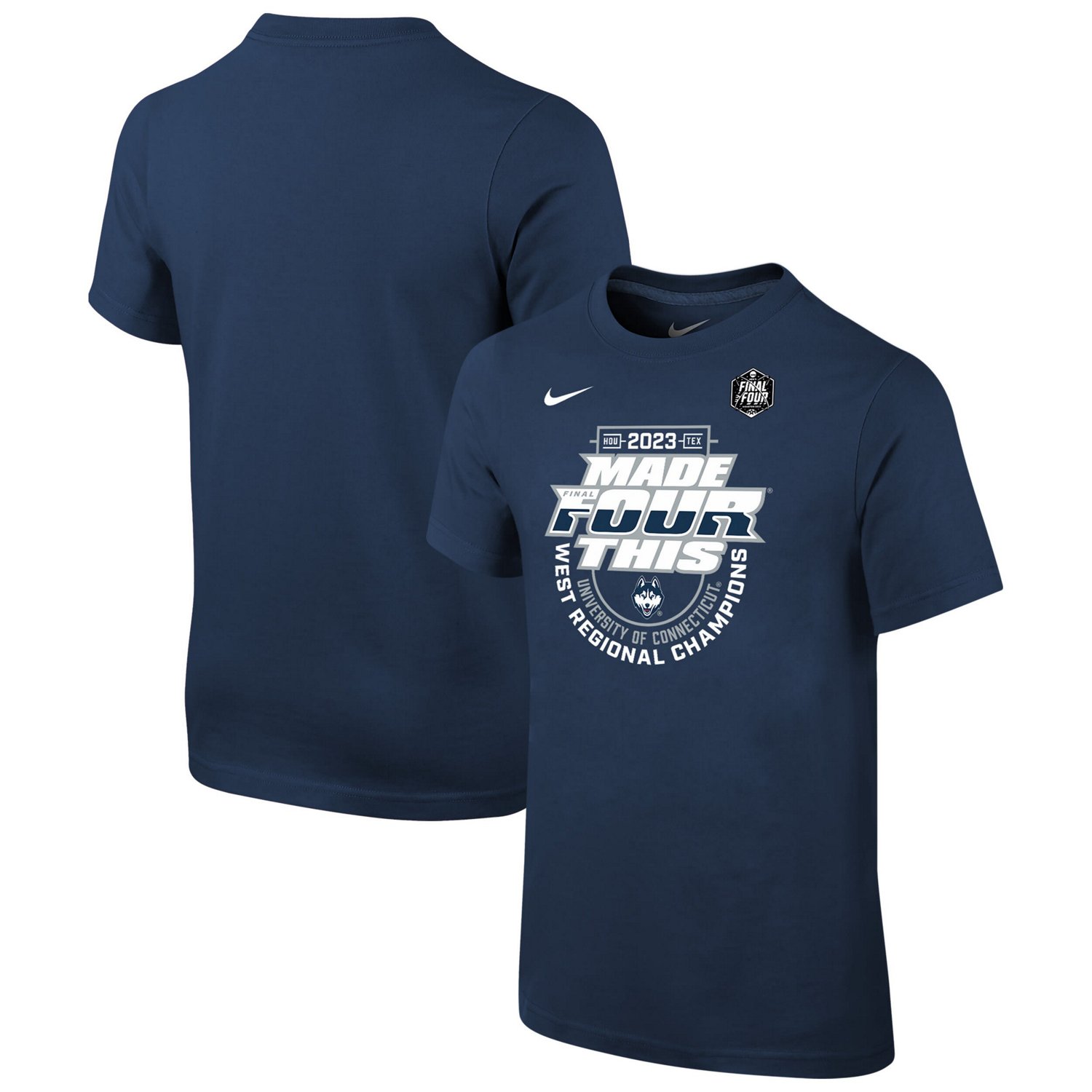 Youth Nike UConn Huskies 2023 NCAA Men's Basketball Tournament March Madness Final Four Regional Champions Locker Room T-Shirt - view number 1