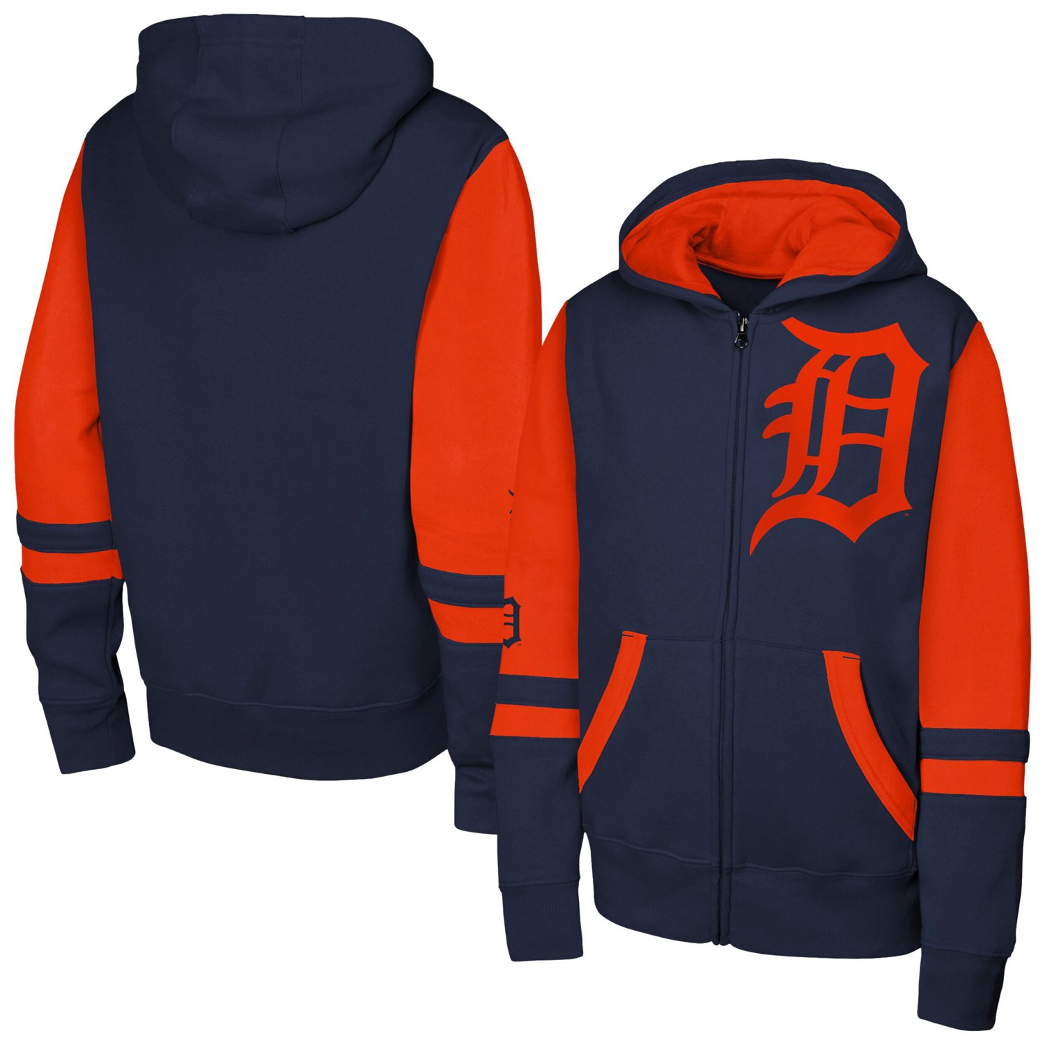 Youth Outerstuff Detroit Tigers Stadium Colorblock Full-Zip Hoodie