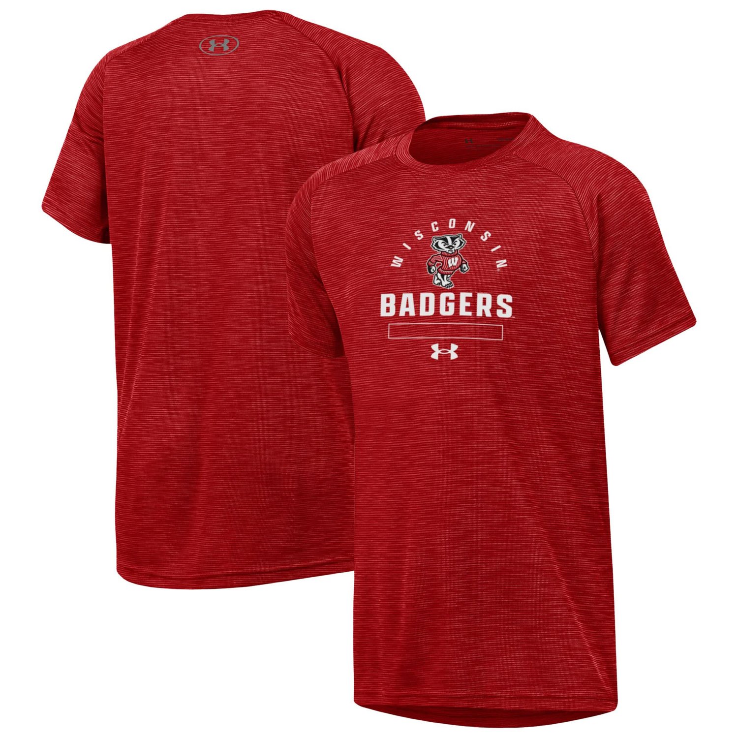 Youth Under Armour Heather Wisconsin Badgers Ultra Soft Rye Tech Performance T-Shirt
