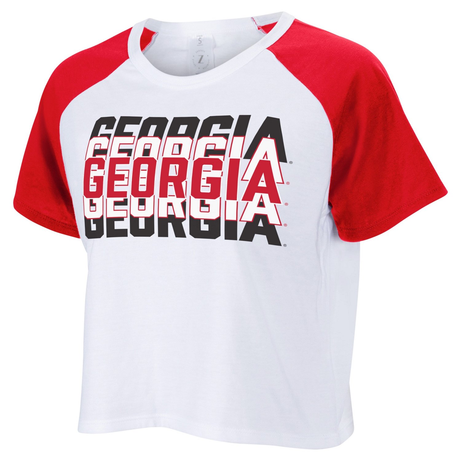 ZooZatz Georgia Bulldogs Colorblock Repeat Raglan Cropped T-Shirt