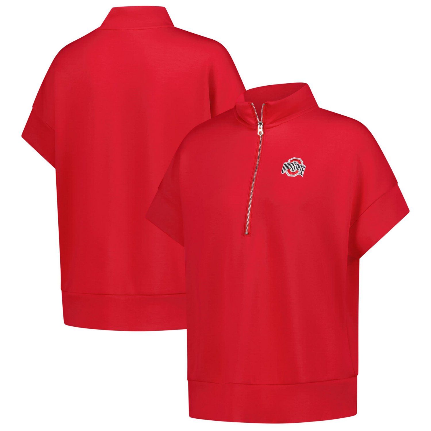 ZooZatz Ohio State Buckeyes Tri-Blend Quarter-Zip Flowy Top