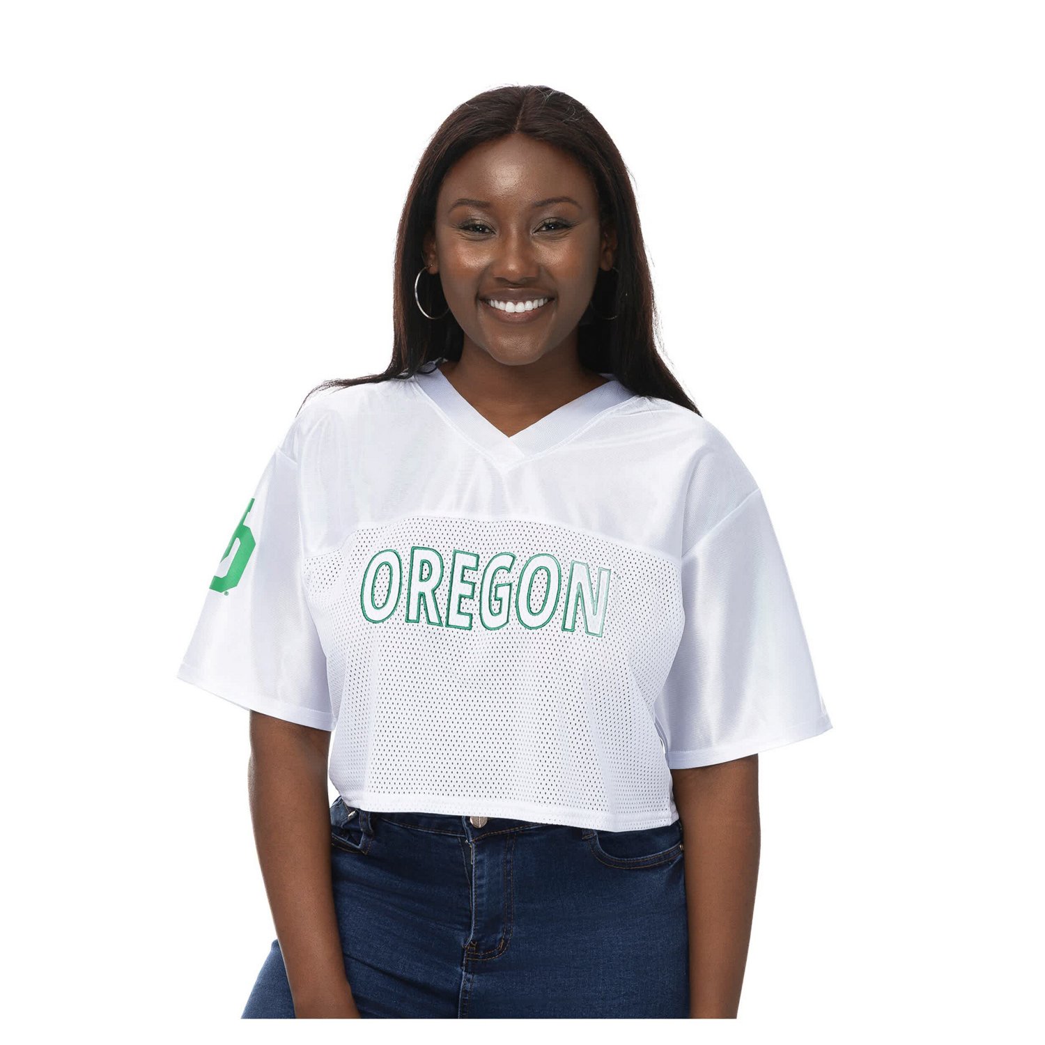 ZooZatz Oregon Ducks Mesh Cropped V-Neck T-Shirt - view number 4