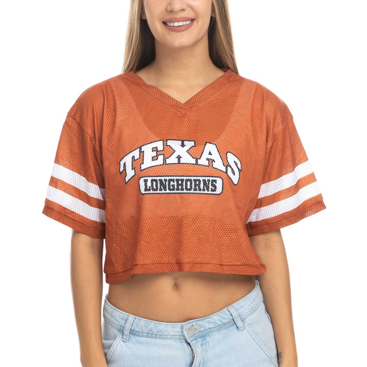ZooZatz Texas Texas Longhorns Mesh Cropped V-Neck T-Shirt - view number 2