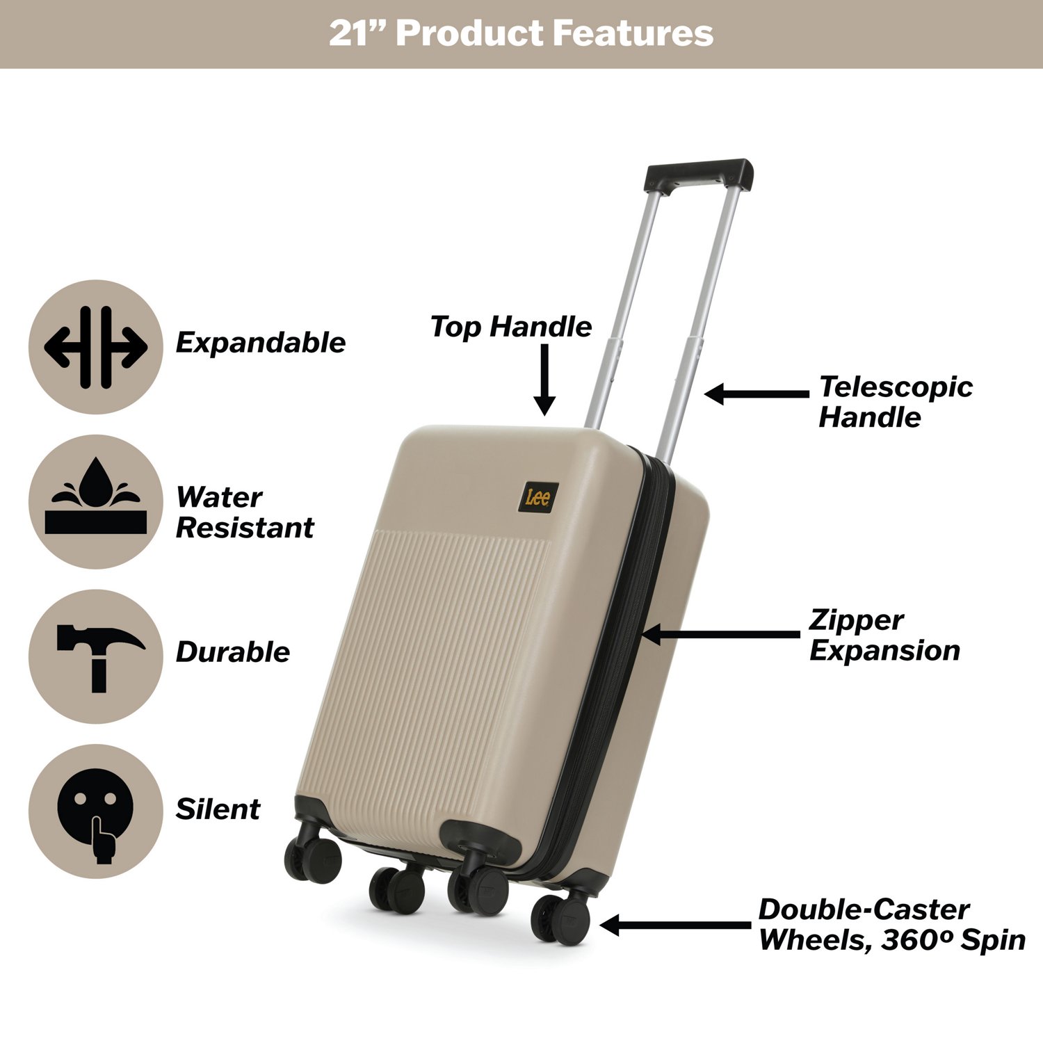 Lee 21-in and 28-in Hard Side 2-Piece Rolling Luggage Set                                                                        - view number 4