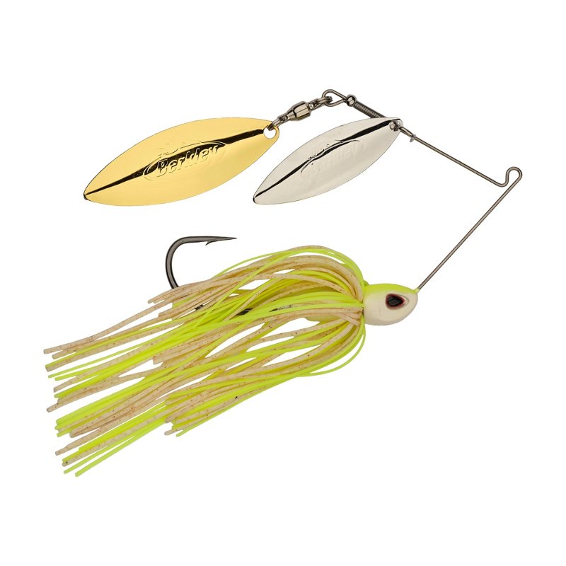Berkley Power Blade Compact 3/8 oz Willow Willow Spinnerbait White Chartreuse/Silver/Gold - Frsh Water Wire Baits at Academy Sports