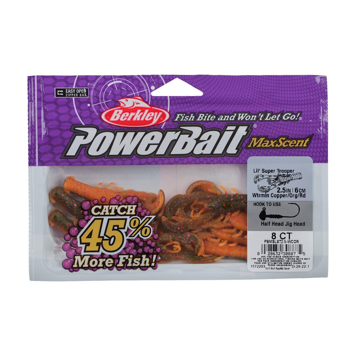 Berkley PowerBait® 2-1/2 in MaxScent Lil' Super Trooper Baits 8-Pack                                                            - view number 5