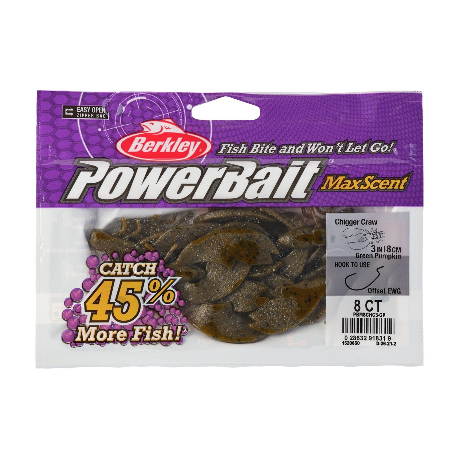 Berkley PowerBait® 3 in MaxScent Chigger Craws 8-Pack - view number 4