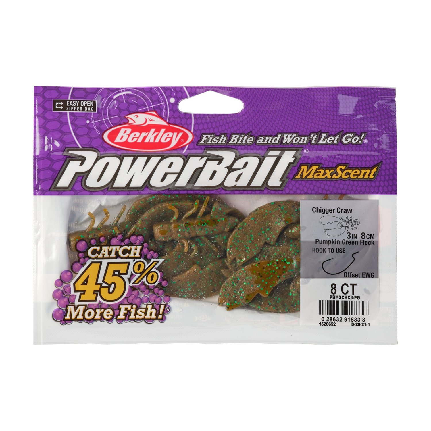 Berkley PowerBait® 3 in MaxScent Chigger Craws 8-Pack - view number 4