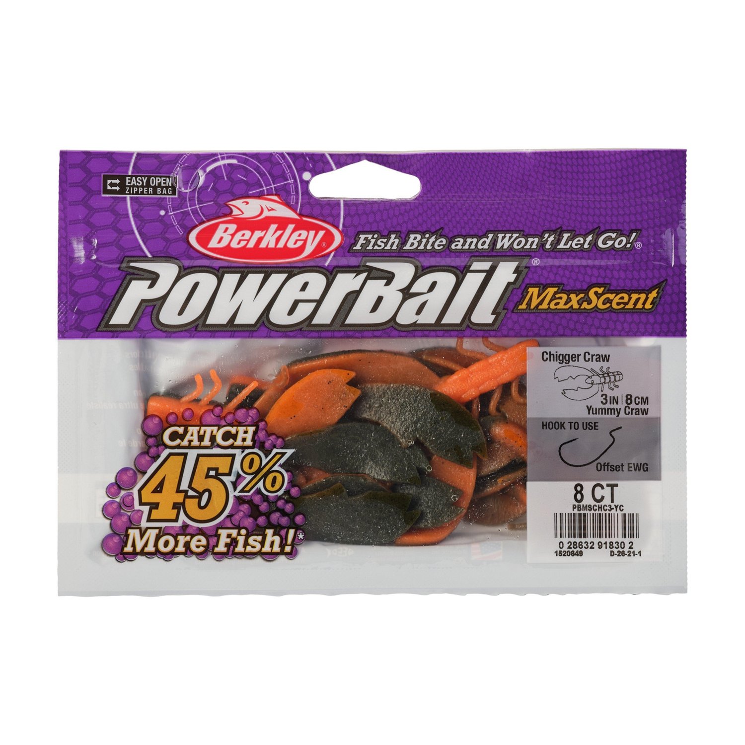 Berkley PowerBait® 3 in MaxScent Chigger Craws 8-Pack - view number 4