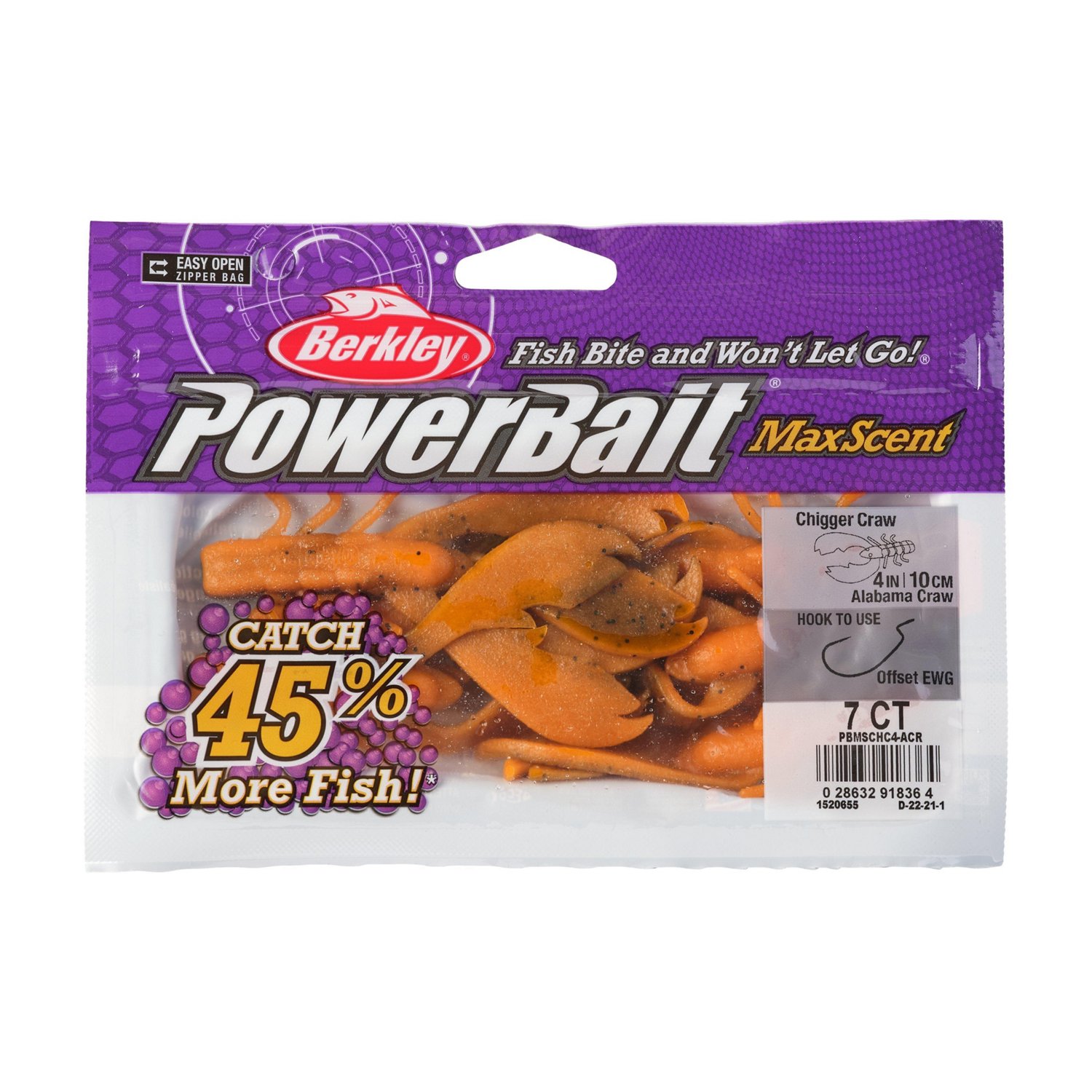 Berkley PowerBait® 4 MaxScent Chigger Craws 7-Pack