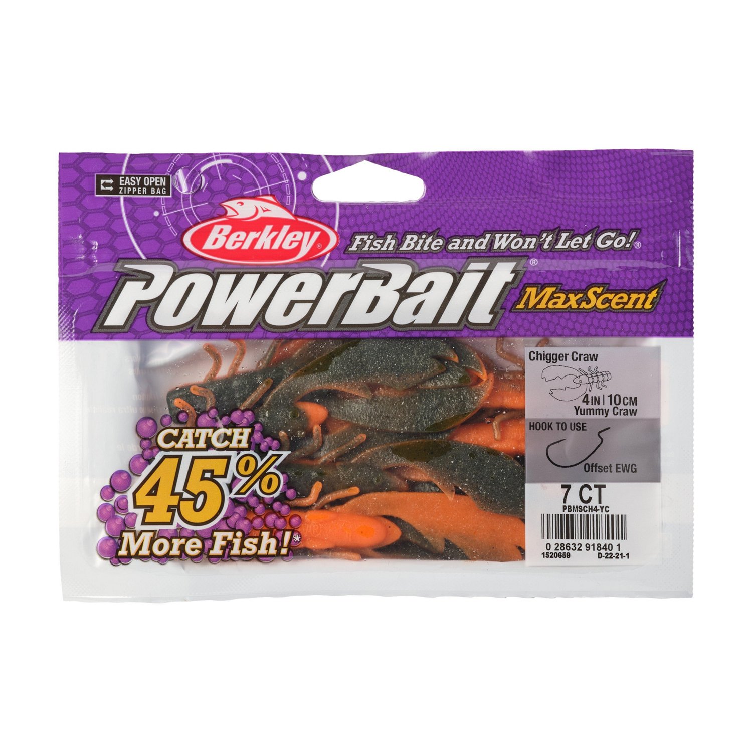 Berkley PowerBait® 4 in MaxScent Chigger Craws 7-Pack - view number 4
