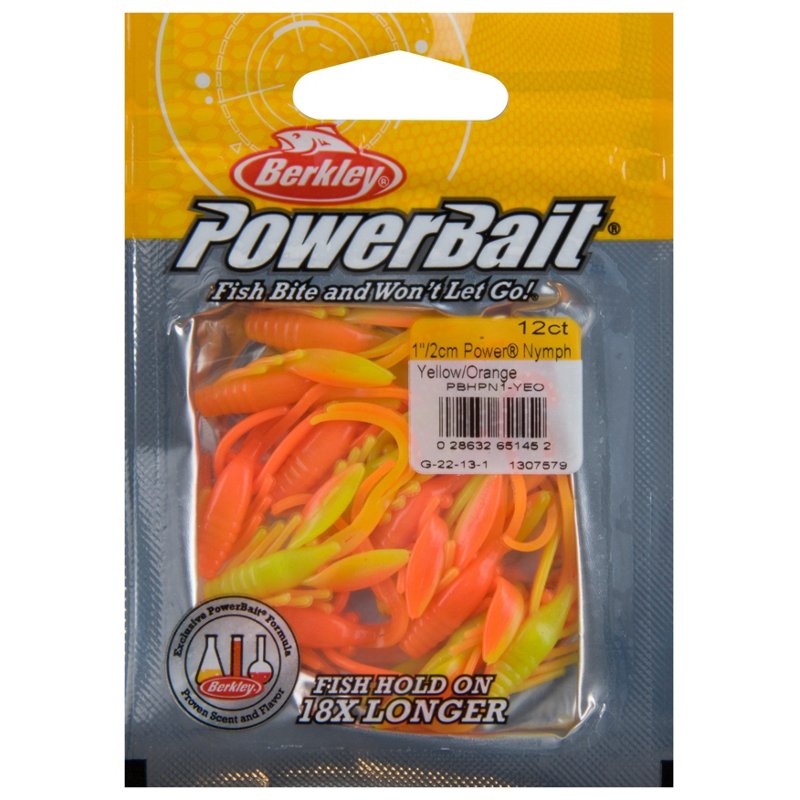 Berkley PowerBait 1 in Power Nymph 12-Pack Yellow/Orange - Frsh Wtr Soft Plastic at Academy Sports