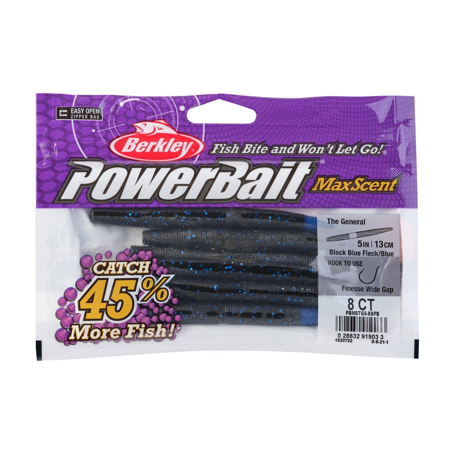 Berkley PowerBait MaxScent The General 5 in Soft Baits 8-Pack - view number 4