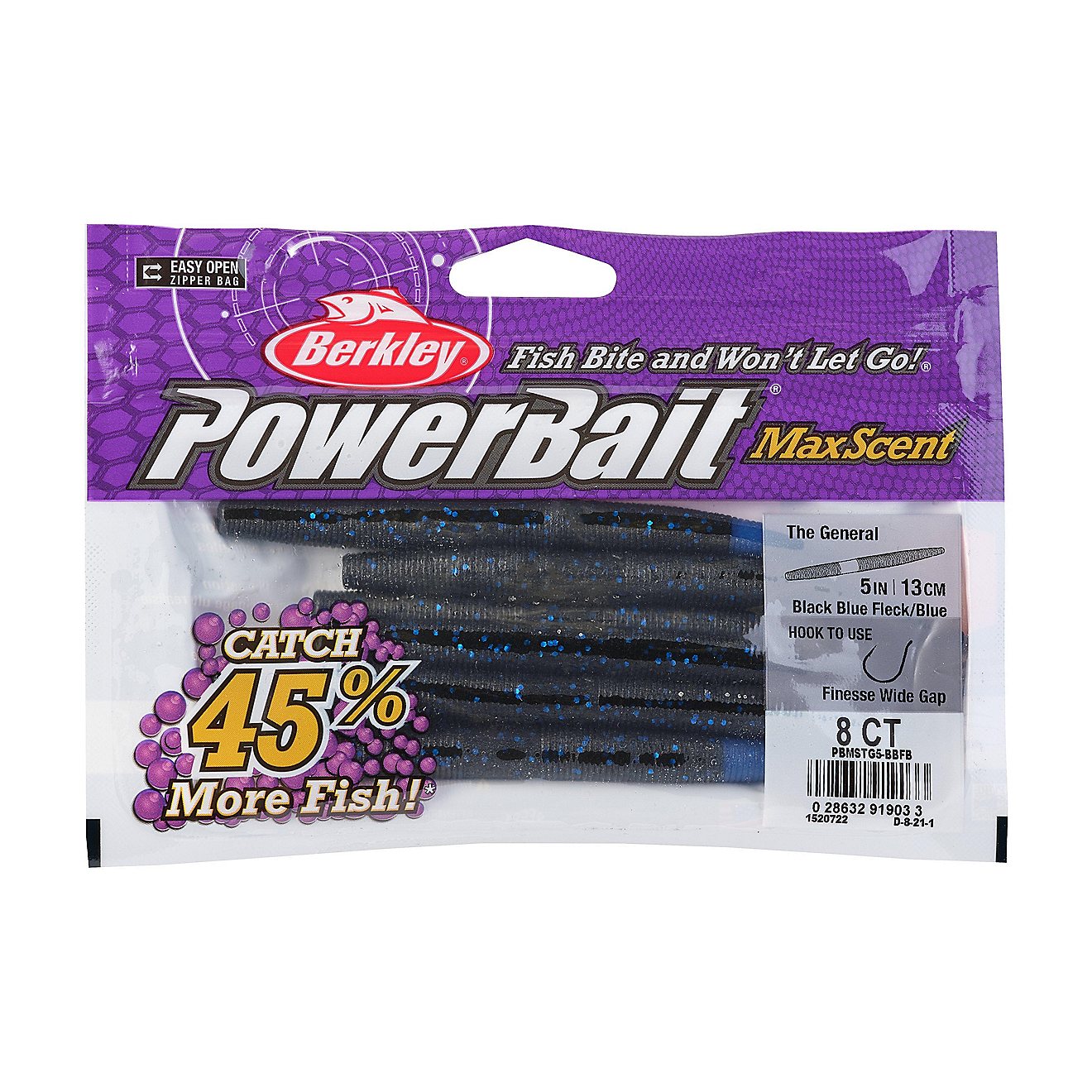 Berkley PowerBait MaxScent The General 5 in Soft Baits 8-Pack                                                                    - view number 4
