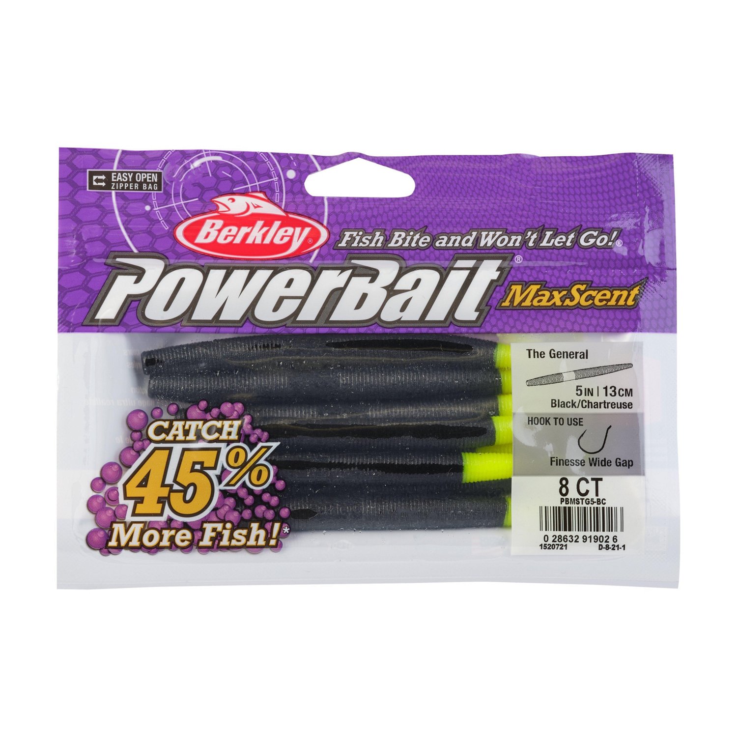 Berkley PowerBait MaxScent The General 5 in Soft Baits 8-Pack - view number 4