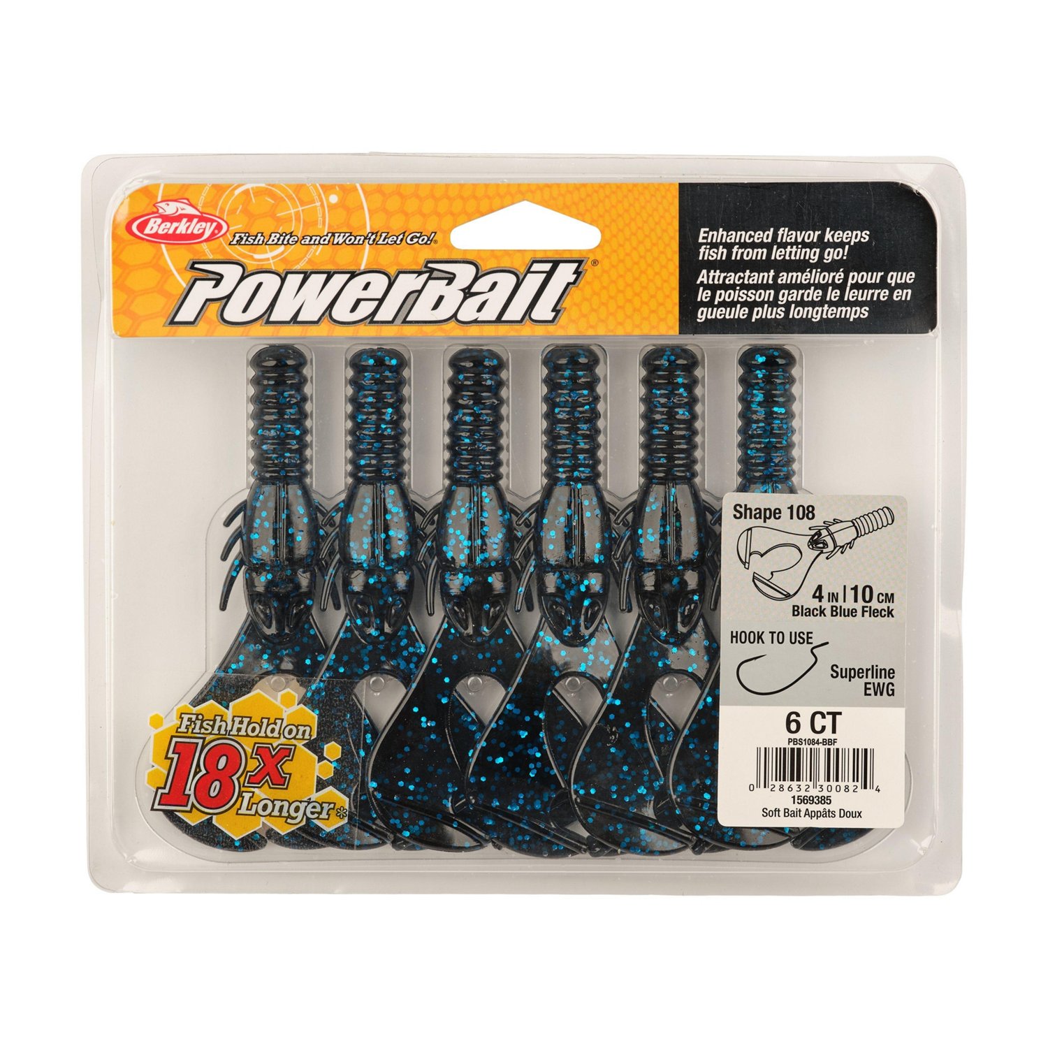 Berkley PowerBait Shape 108 4 in Black Blue Fleck Baits 6-Pack - view number 4