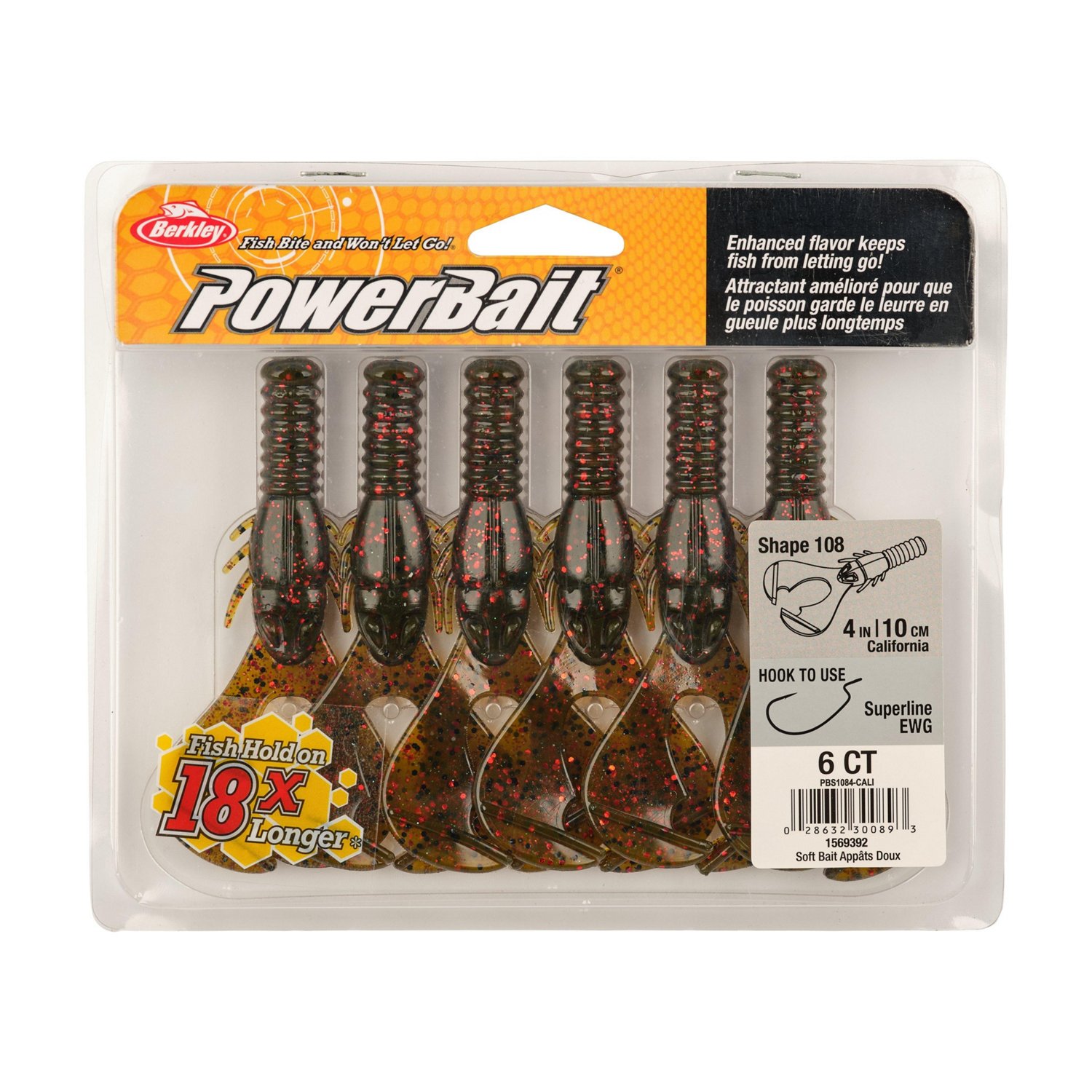 Berkley PowerBait Shape 108 4 in Black Blue Fleck Baits 6-Pack - view number 4